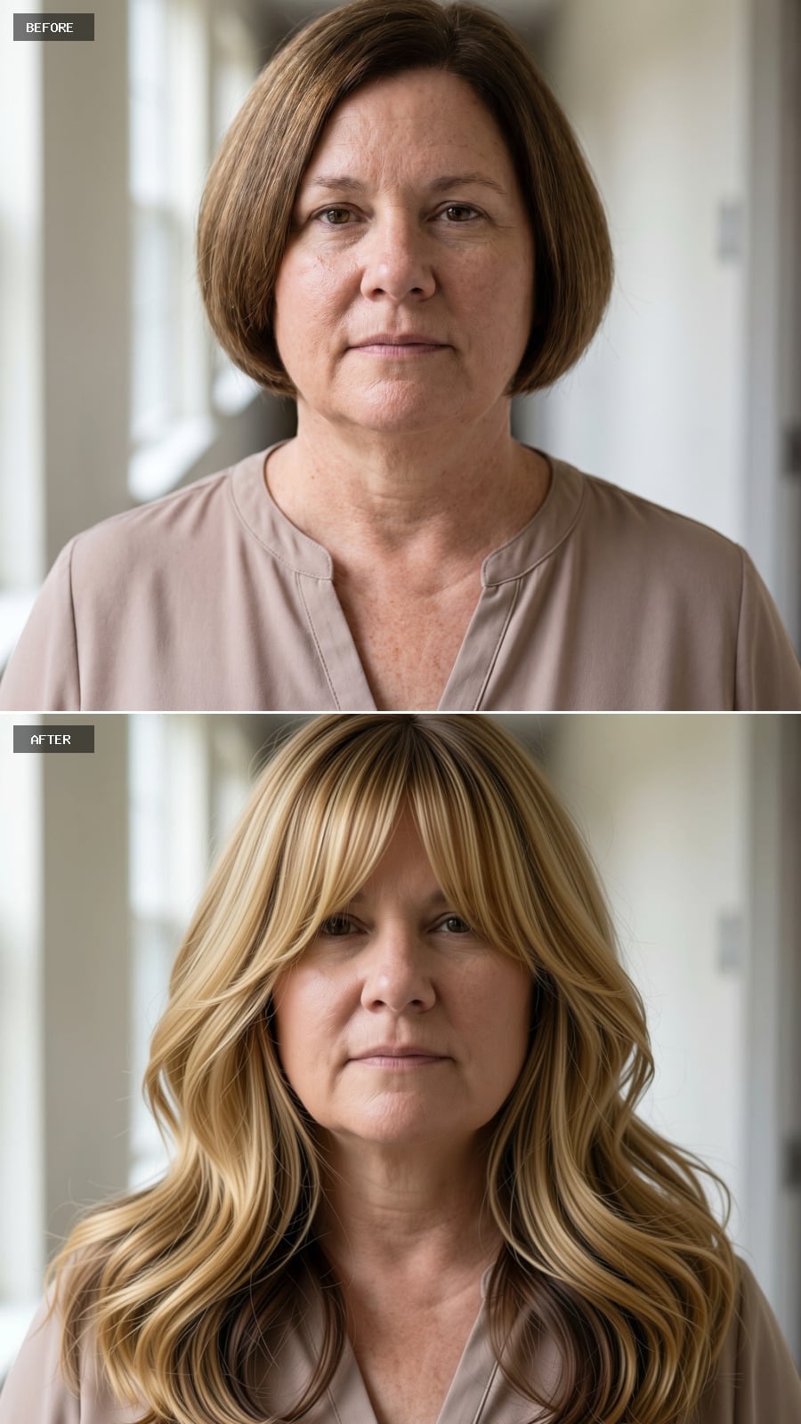 Blonde Waves, Curtain Bangs, and a Length That Earns Every Inch