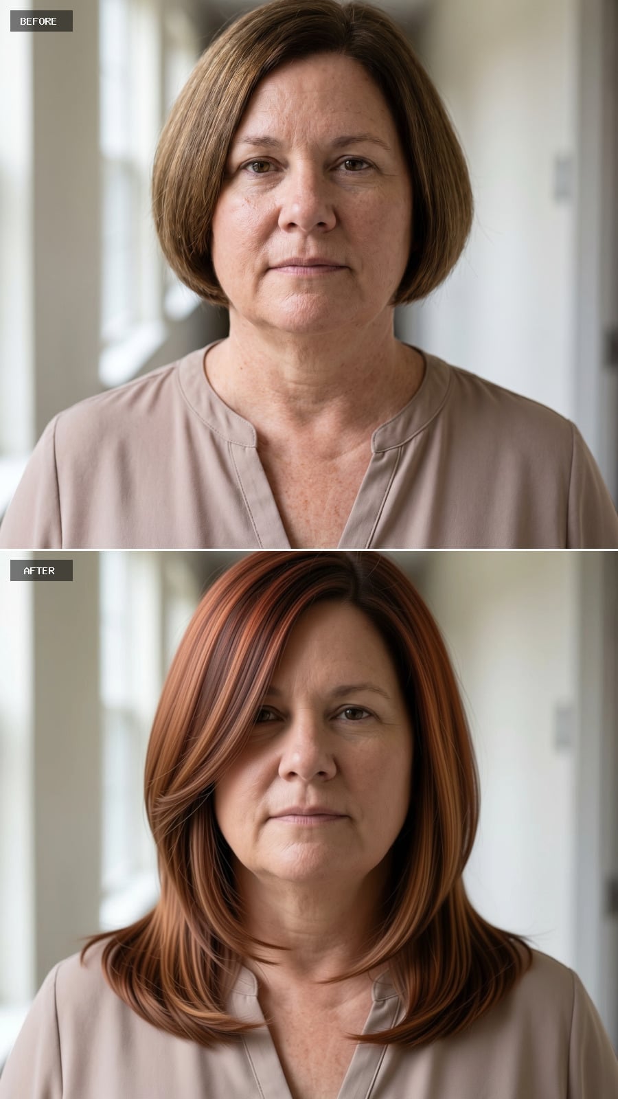 Copper Balayage and a Longer Cut That Actually Changes Face Geometry