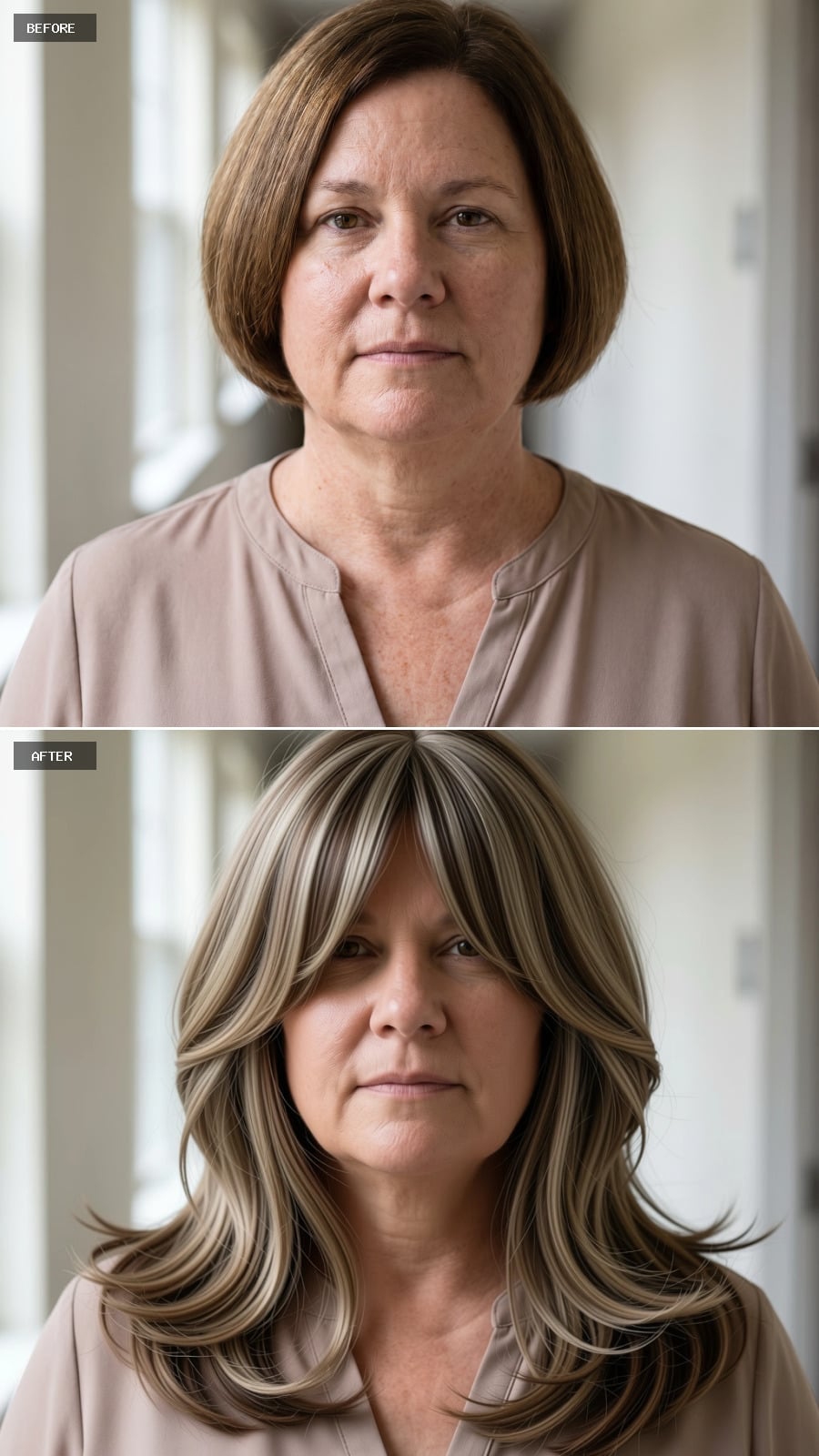 Dimensional Ash Blonde With Curtain Bangs and a Layered Cut That Reshapes Everything