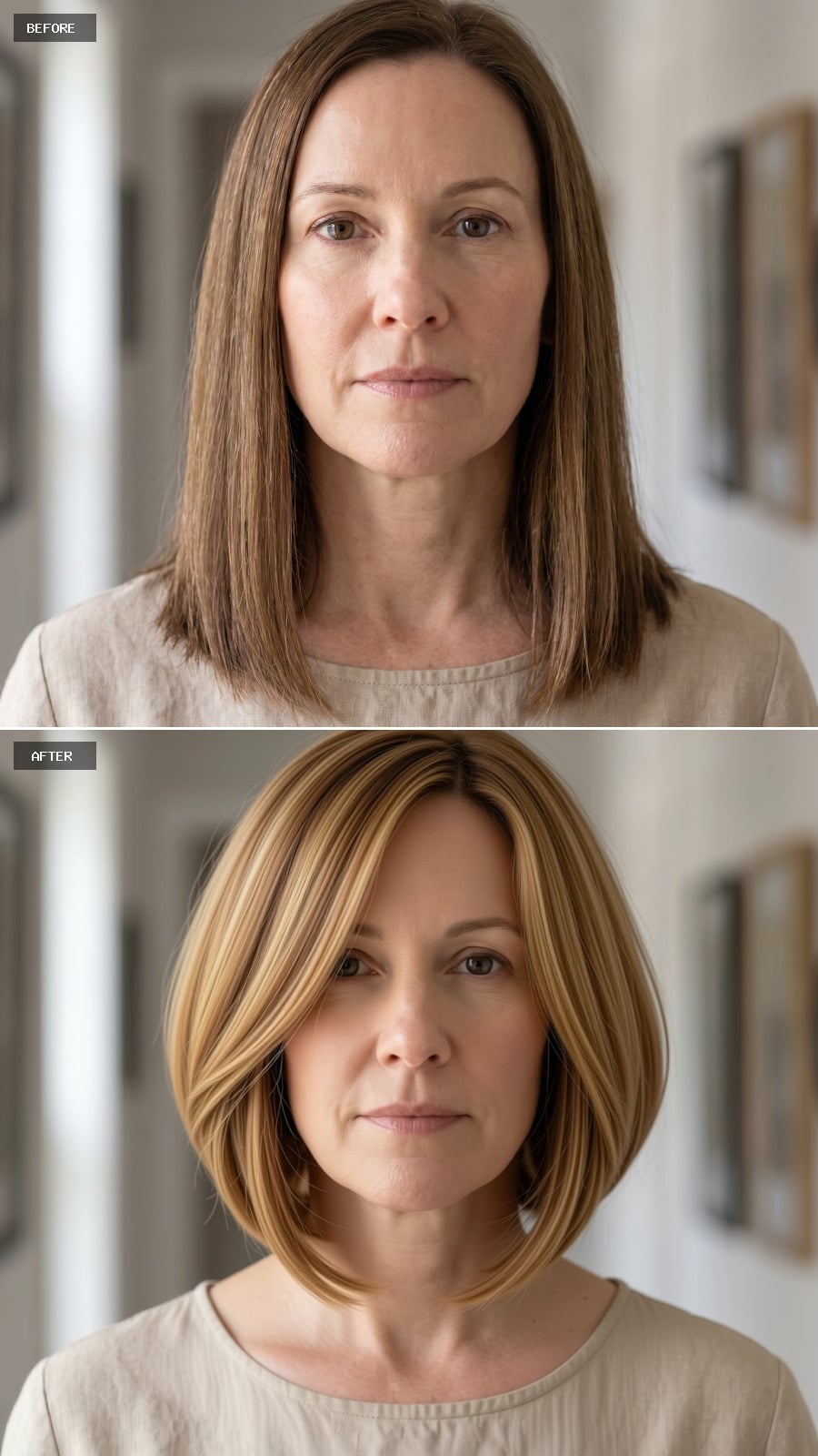 Blonde Bob Curved at the Jaw and Suddenly That Face Has a Whole New Weight