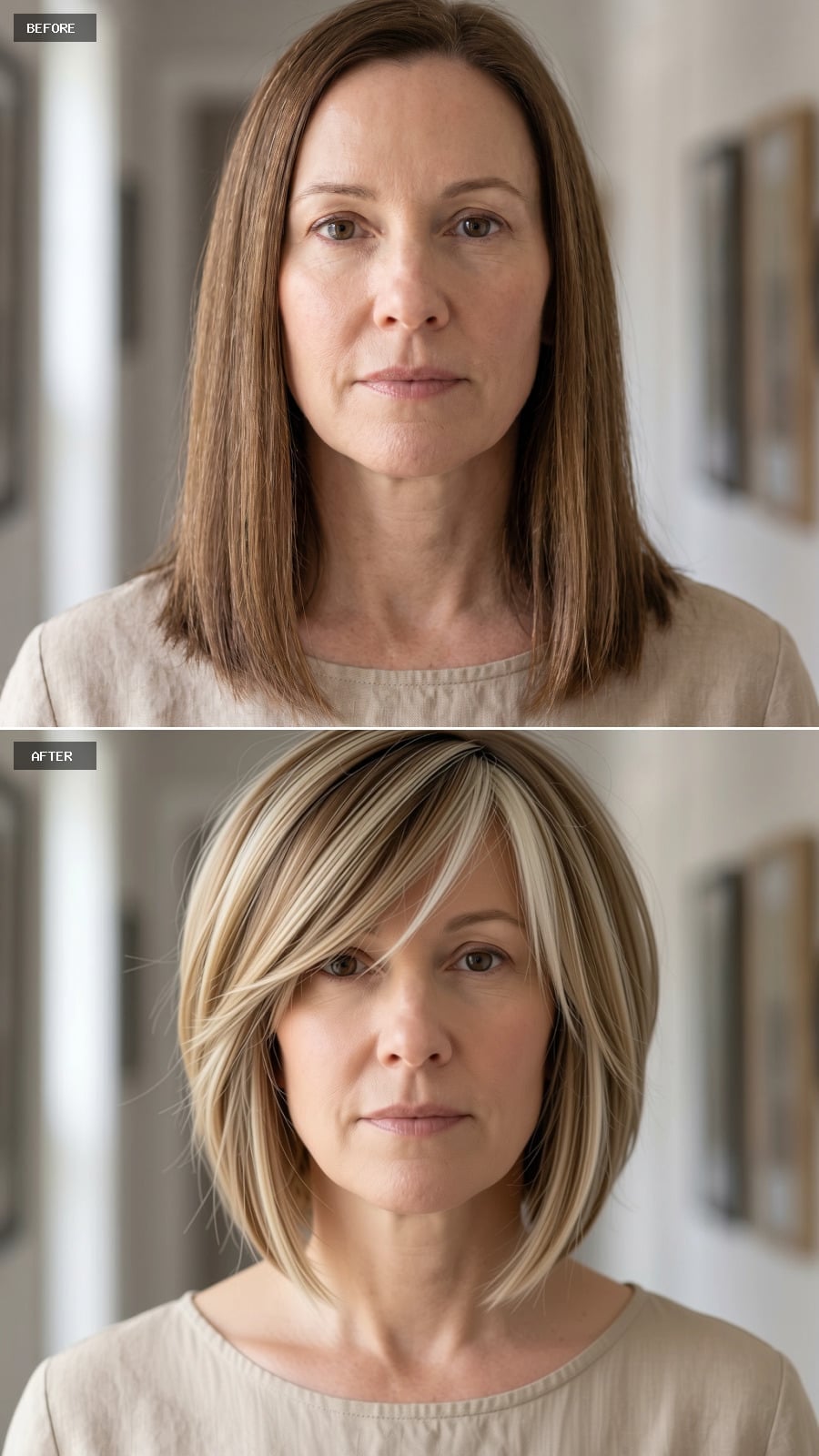 Blonde Bob, Side-Swept With Highlights, and Suddenly That Face Has a Completely Different Energy