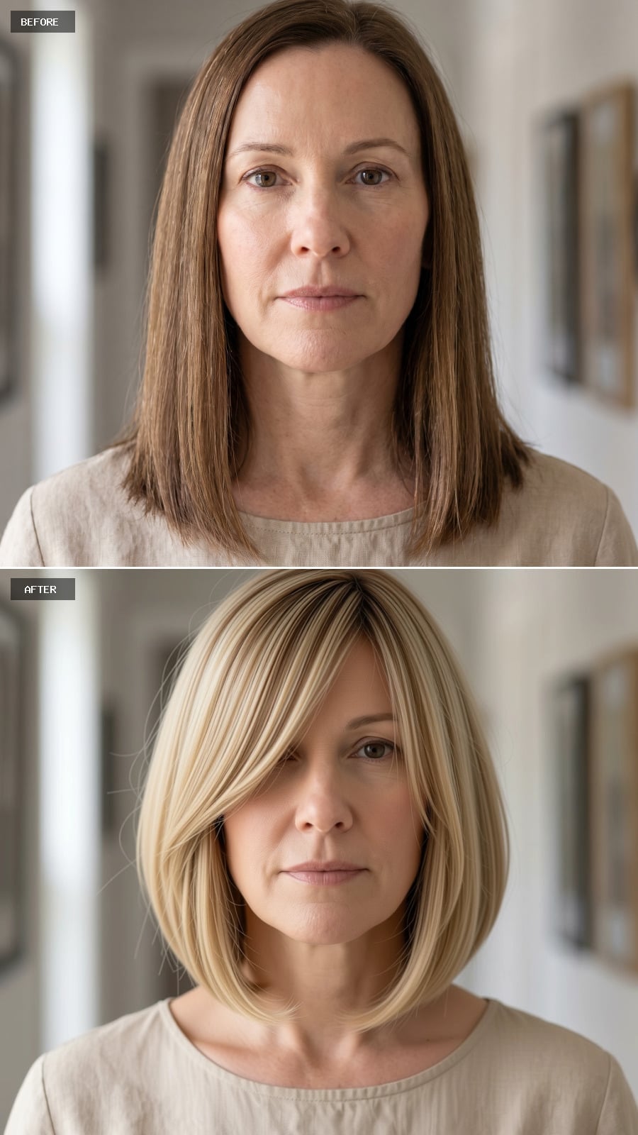 Blonde Bob With a Side Part and Suddenly That Face Has a Whole New Axis