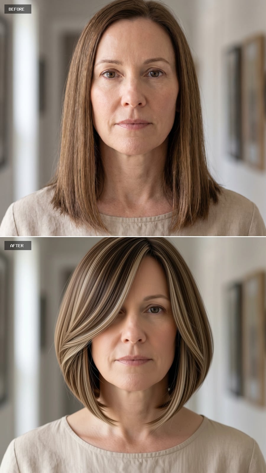 Blonde Pieces, a Bob That Curves Under, and Suddenly a Jawline Appears