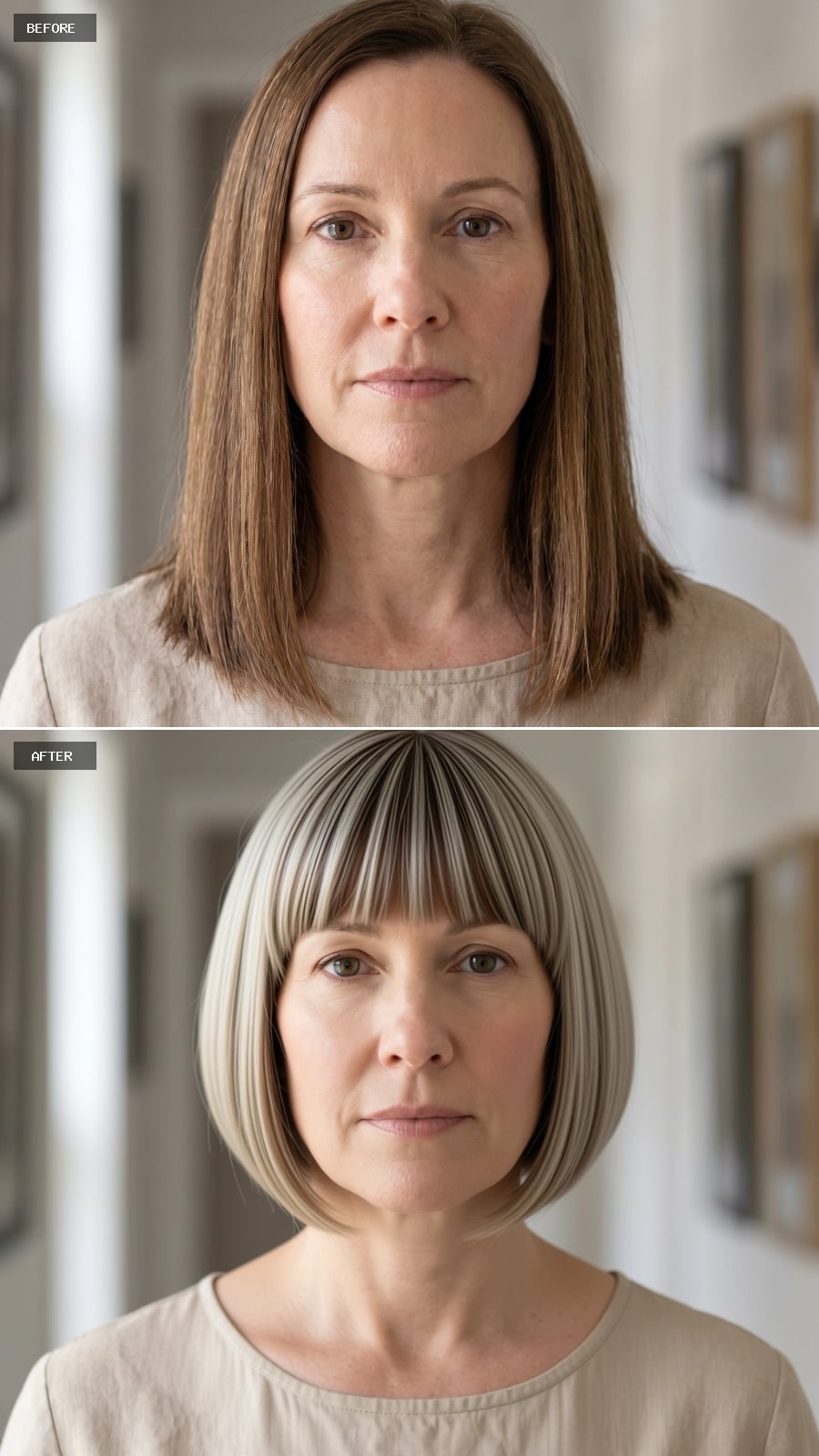 Blunt Bangs, Silver Bob, and Suddenly That Face Has a Whole New Geometry