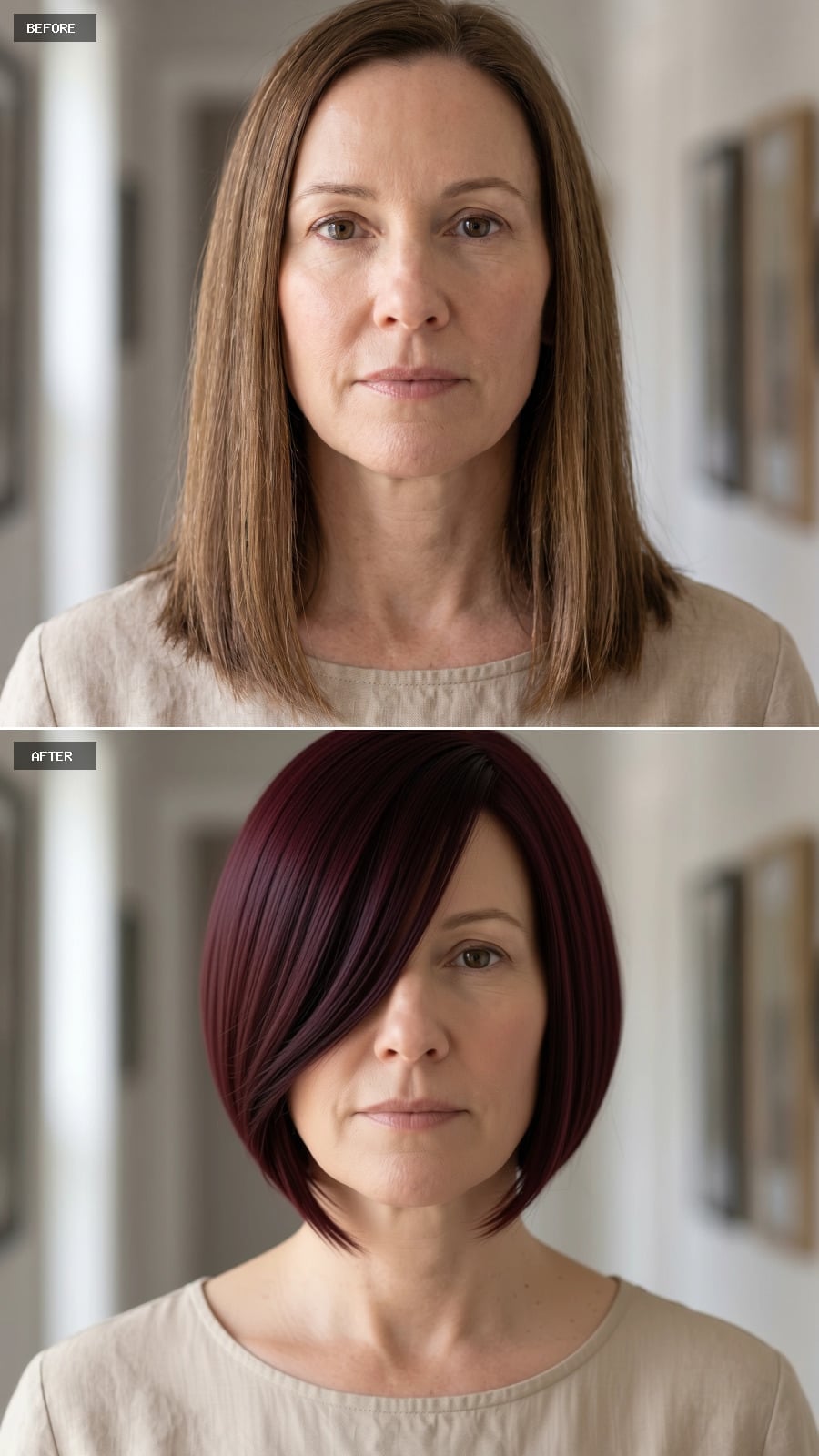 Dark Plum Bob, Swept Hard to One Side, and Suddenly That Face Has a Whole New Edge