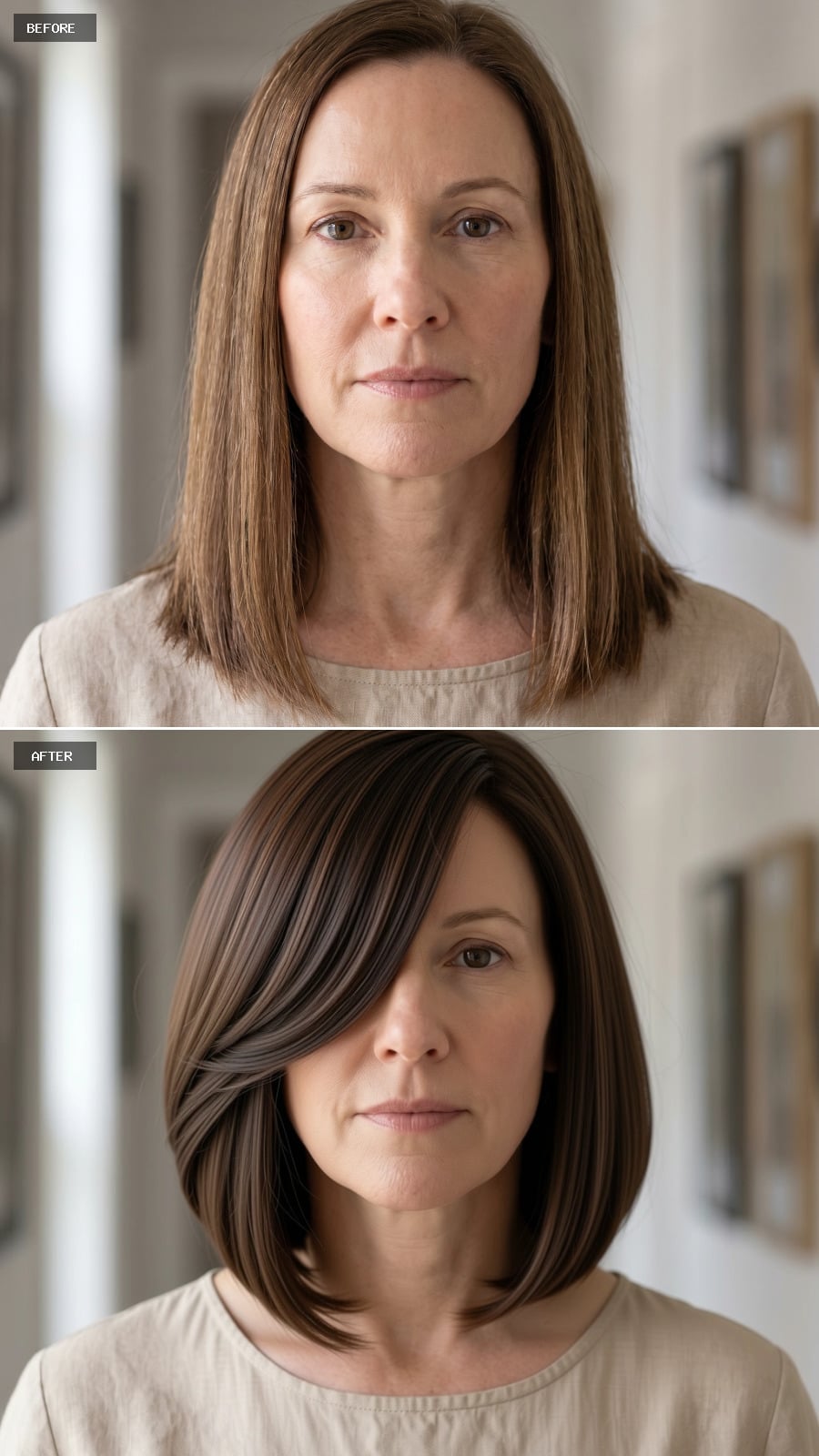 Swept to One Side and Suddenly Her Whole Face Changed
