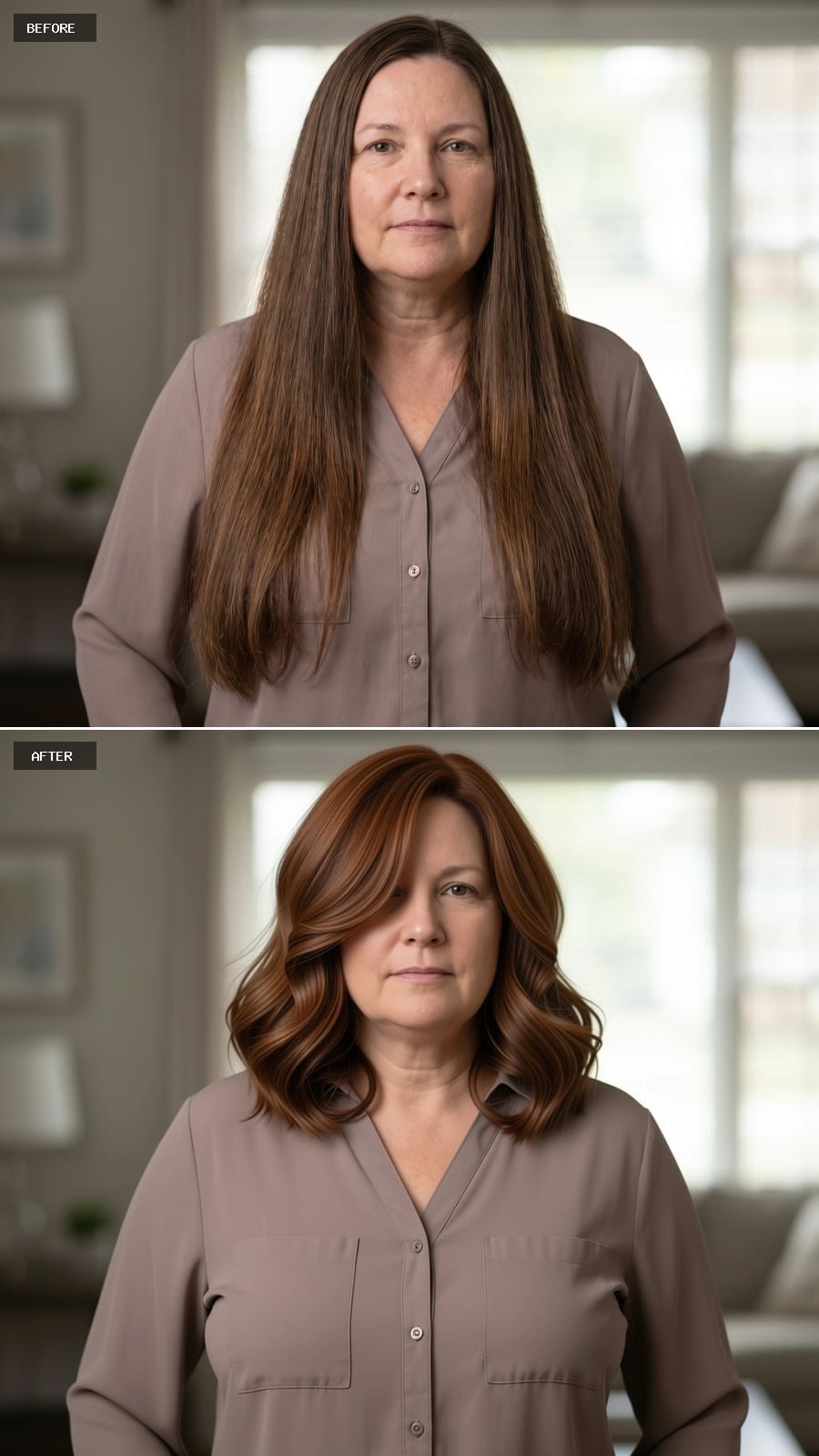 Copper Bob With Waves That Earned Her Cheekbones Back