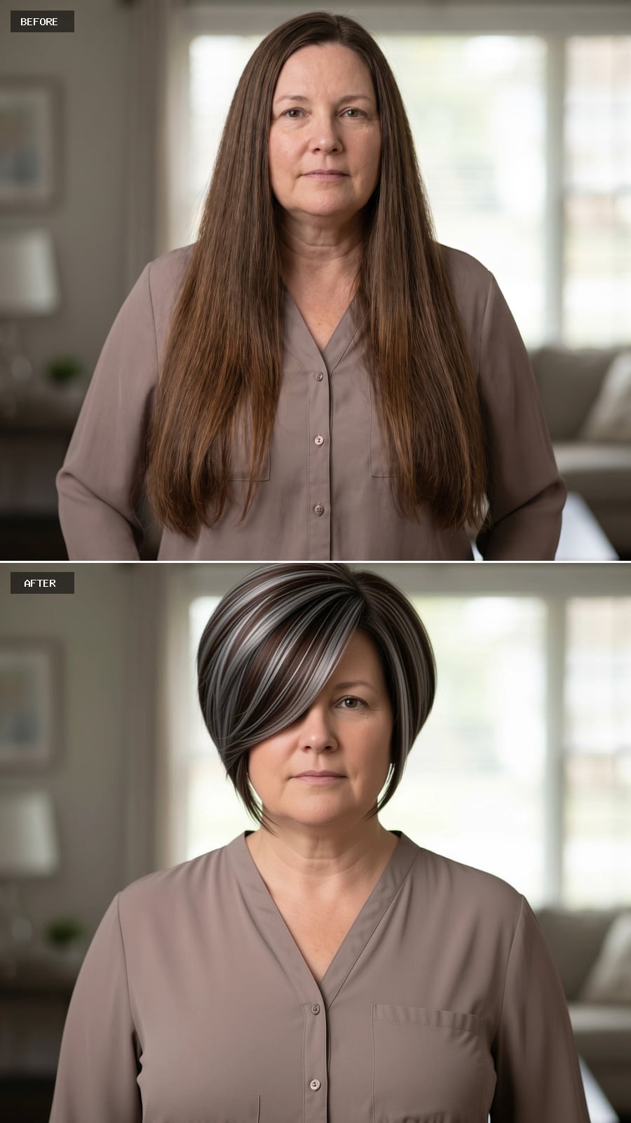 Dark-to-Silver Bob With Highlights That Pull the Eye Up, Not Out