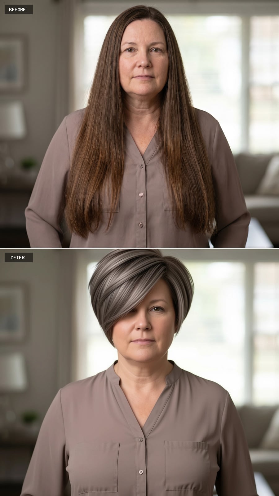 Gray-Toned Bob With a Side Sweep That Quietly Reshapes the Face