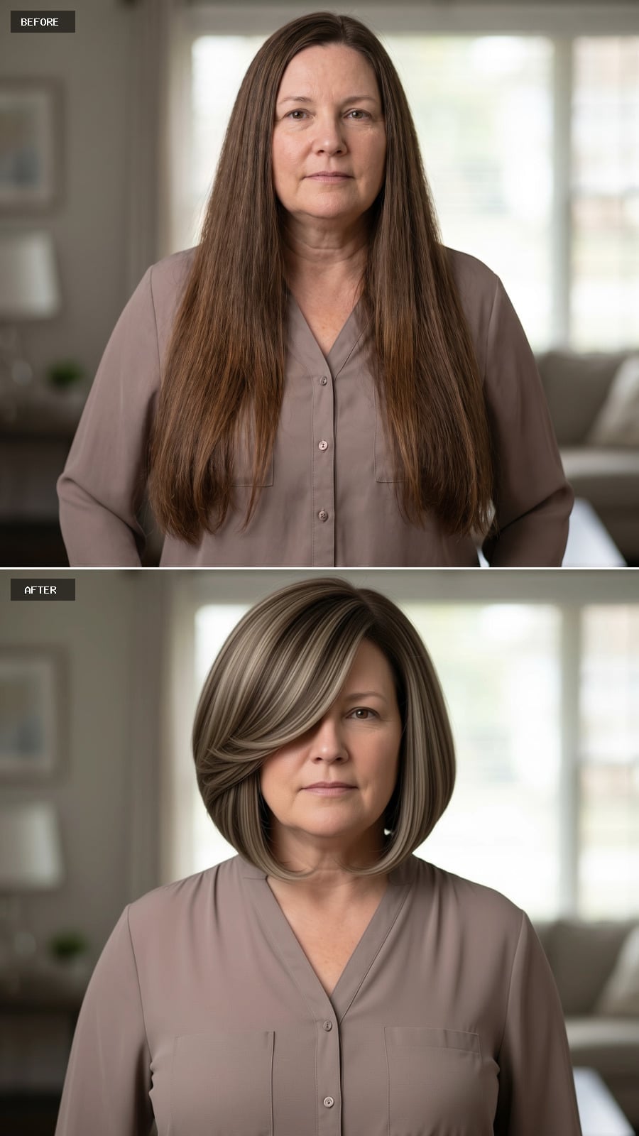 Highlights Placed at the Crown, a Bob Cut to the Jaw, and Suddenly Her Face Has Angles