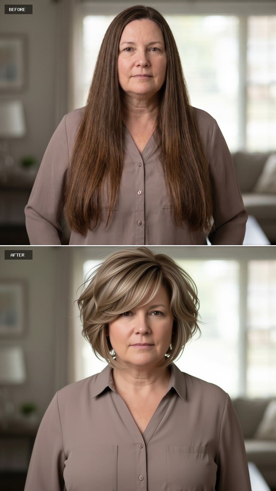 Layered Blonde Bob With Swept Bangs That Redirect Where the Eye Lands