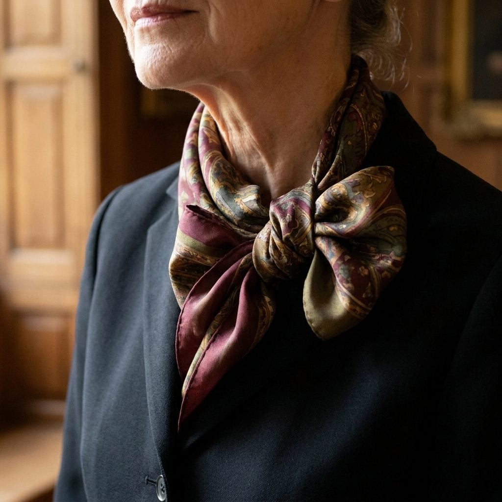 The Silk Scarf Knotted at the Throat Like a Signature