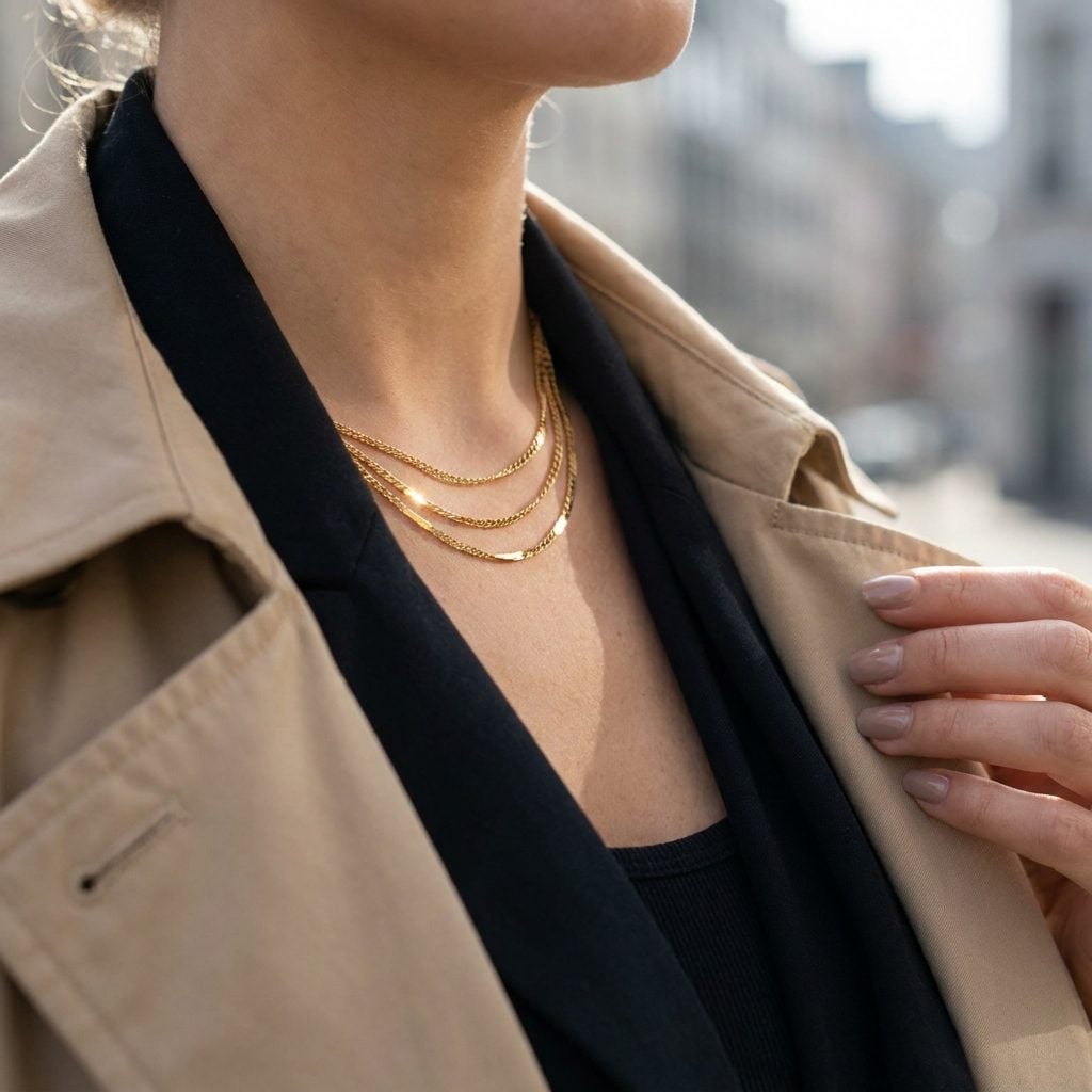 Stack Delicate Gold Jewelry Over an All-Black Base