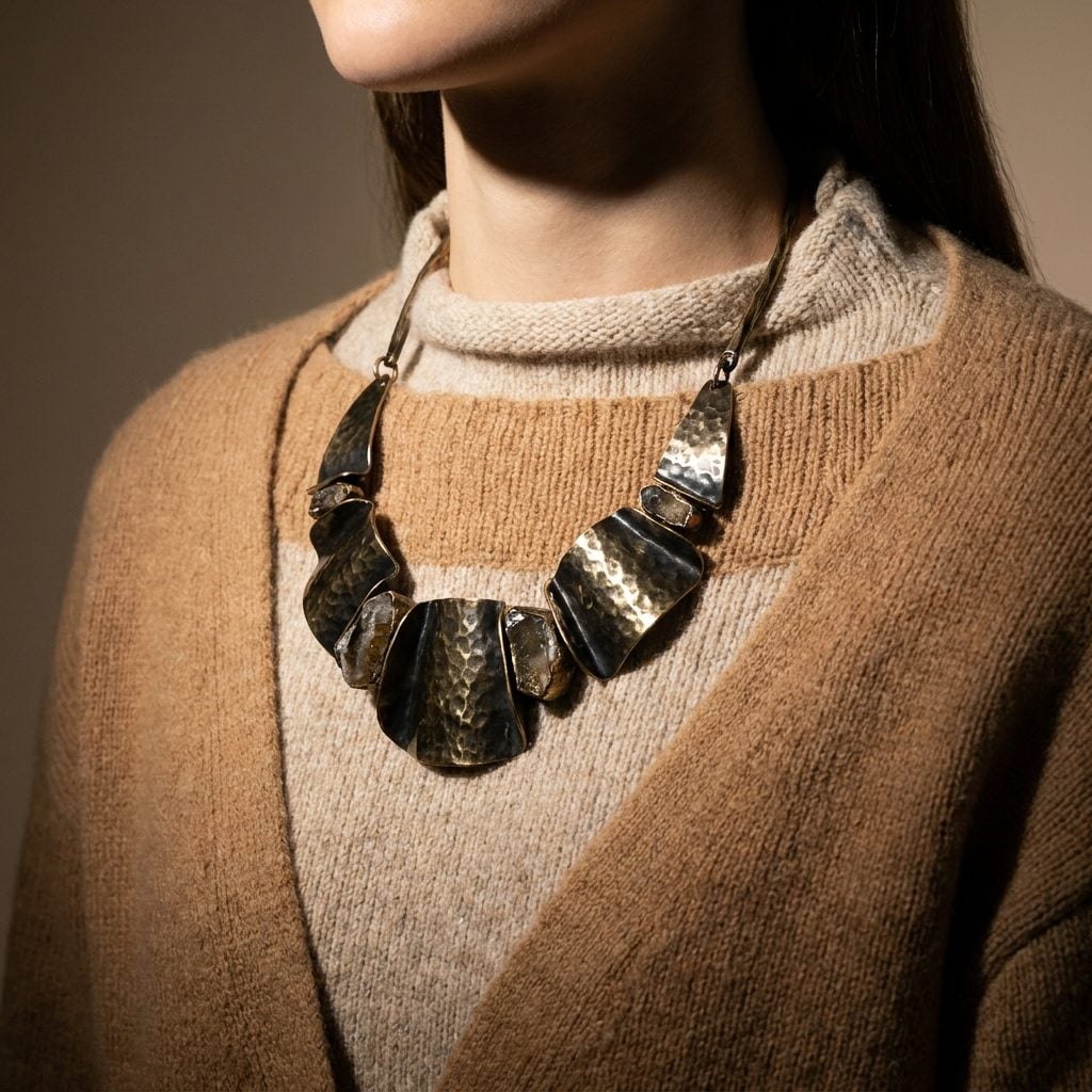 A Statement Necklace Competing With an Otherwise Understated Outfit