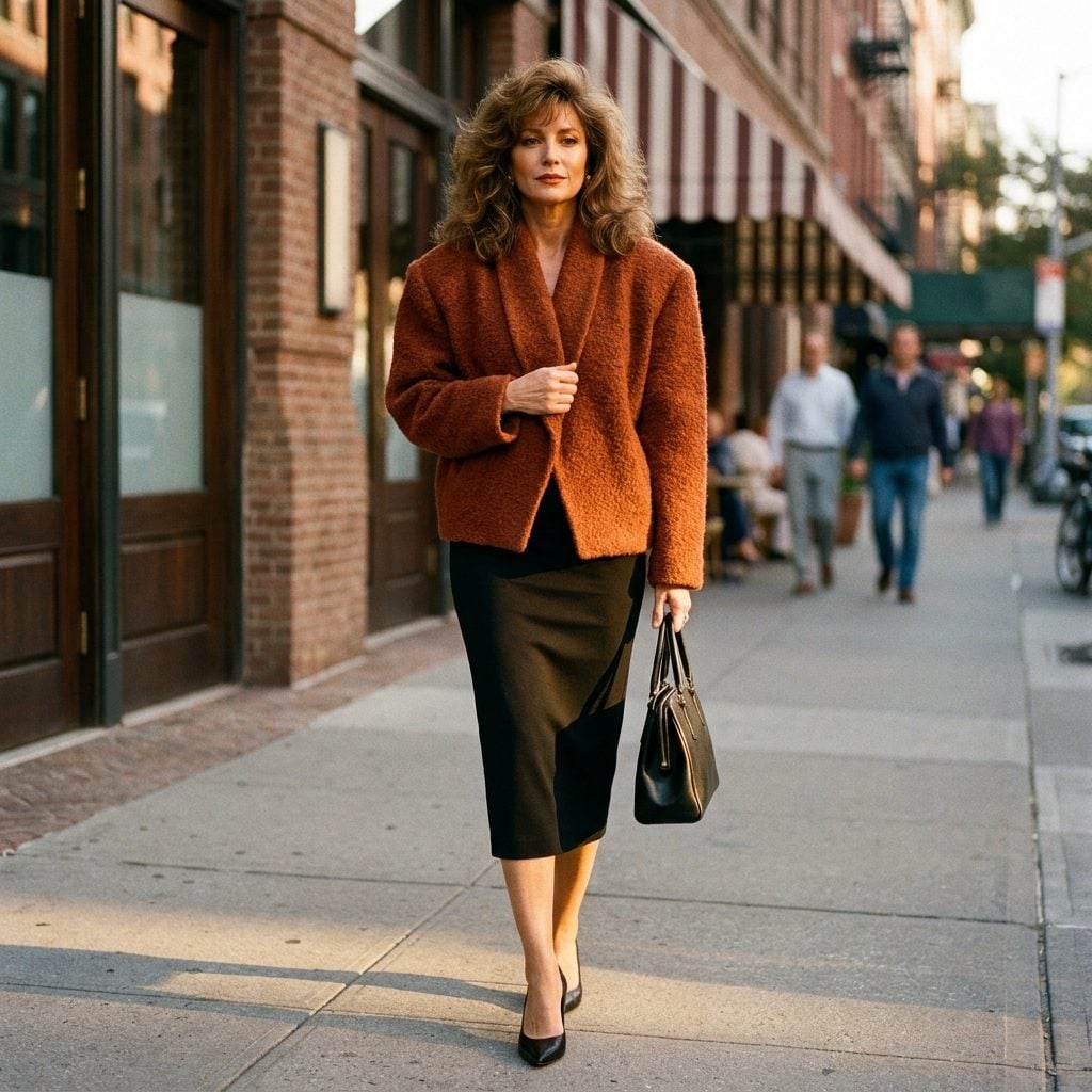 Straight Skirts Balanced the Volume of Oversized Jackets