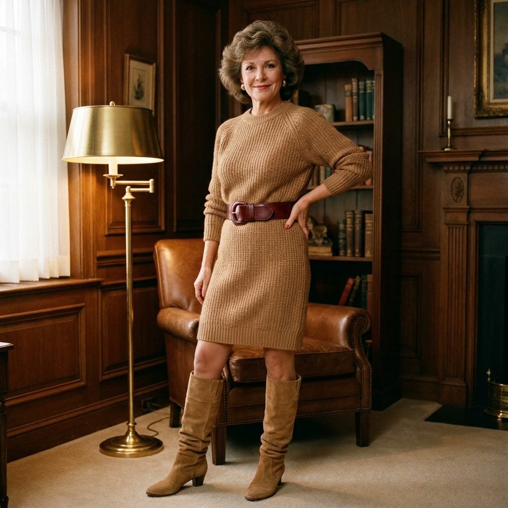 Sweater Dresses Were Pulled In With Statement Belts