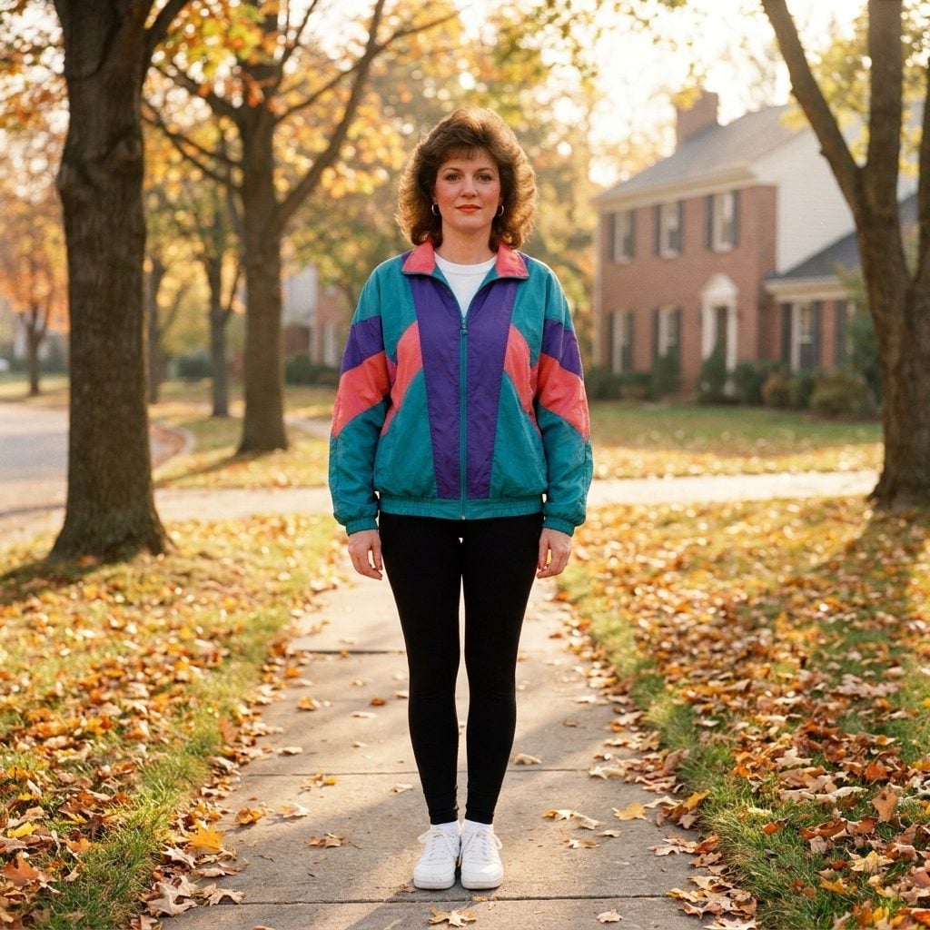 Colorblock Wind Jacket, Black Leggings, and a Sidewalk That Knew Her Schedule