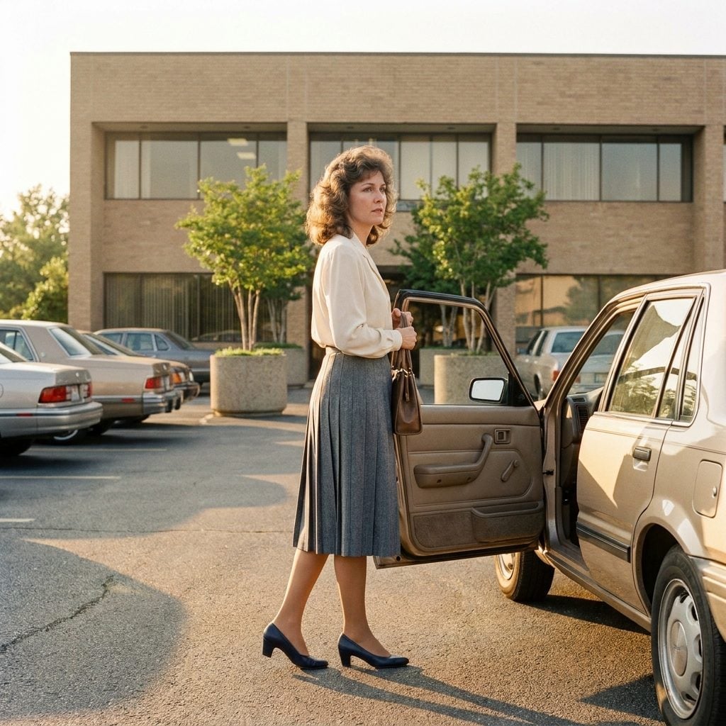 Cream Blouse, Pleated Midi, and a Parking Lot Exit That Looked Like a Scene