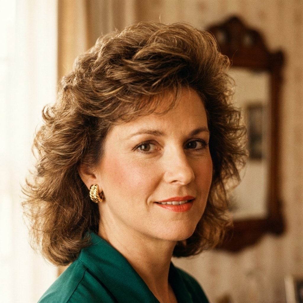Green Silk Blouse, Gold Clip Earrings, and a Hairstyle That Did All the Work