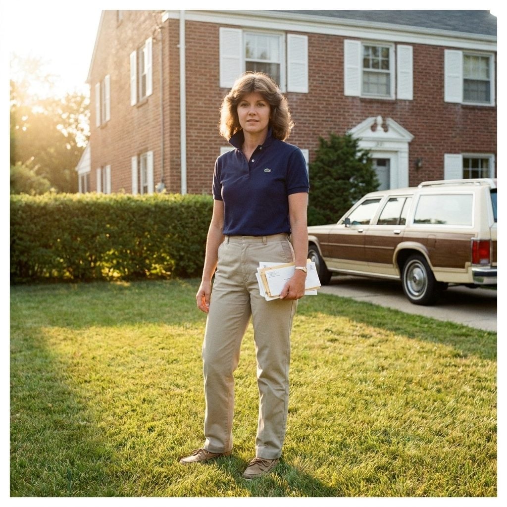 Lacoste Polo, Khaki Trousers, and Mail in Hand Like She Owned the Afternoon