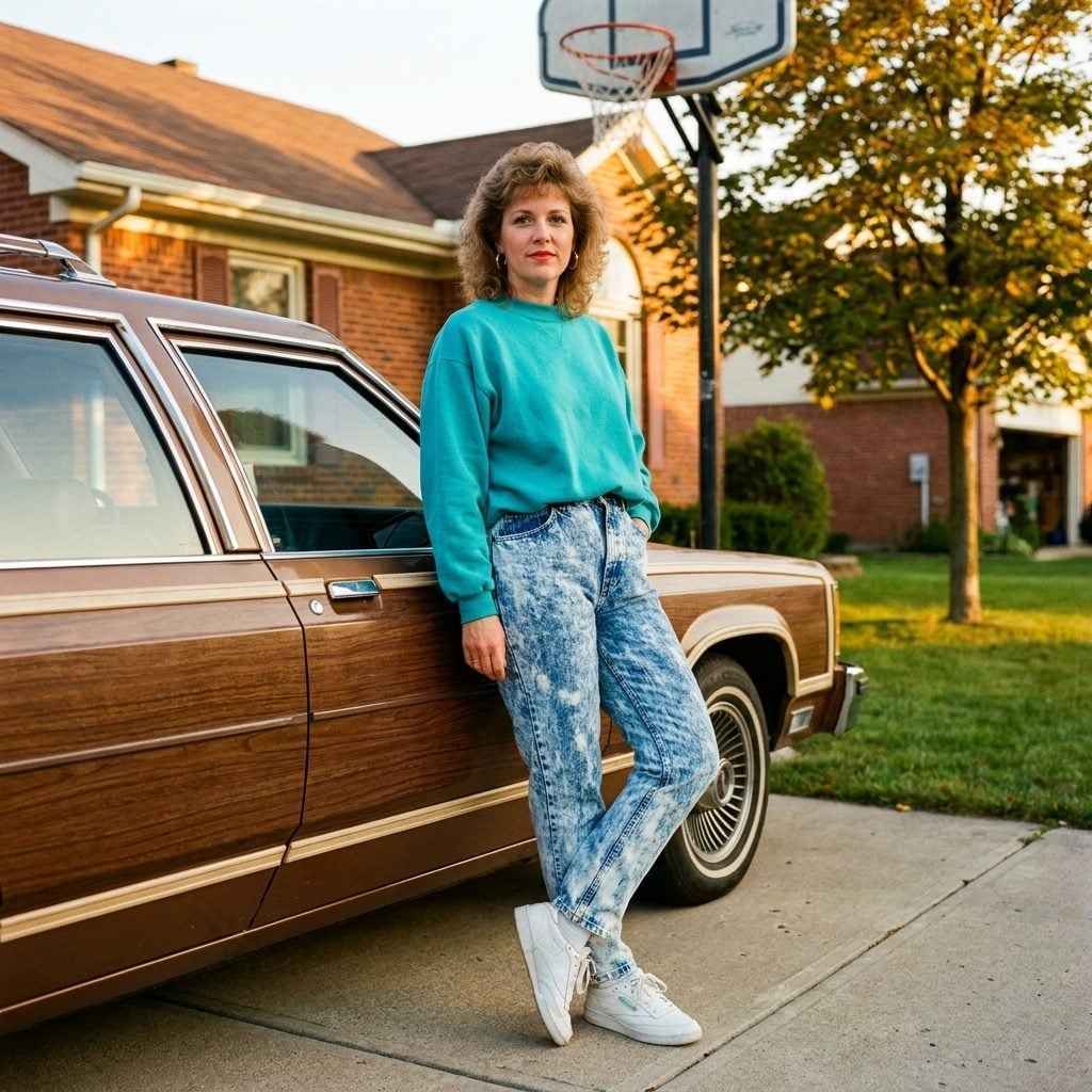 Teal Crewneck, Acid Wash, and a Driveway Moment That Needs No Explanation