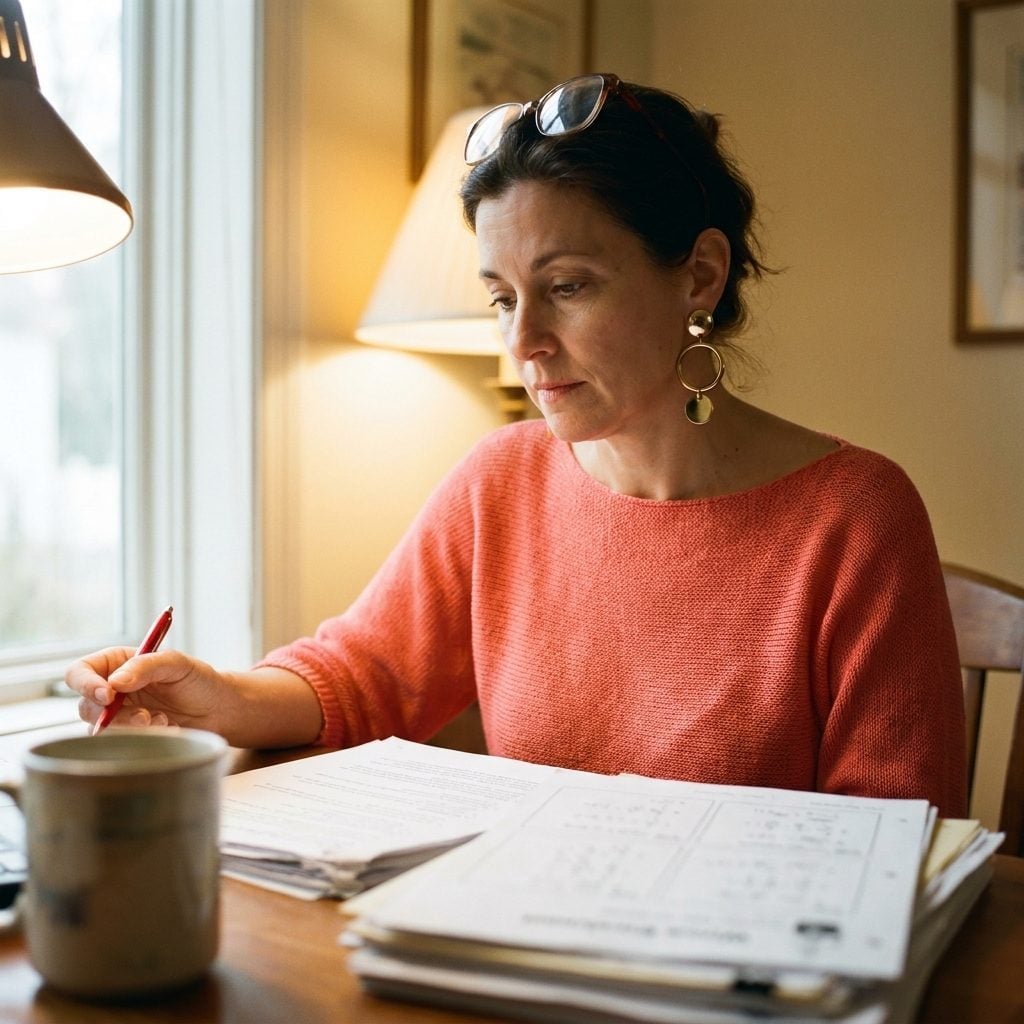 Coral Knit Sweater and Gold Earrings Were Making the Staff Room Case for Effortless Authority