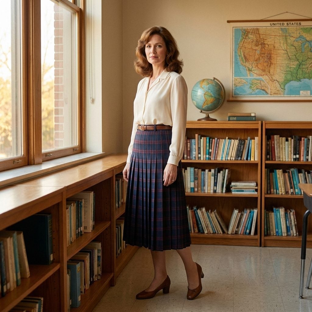Pleated Plaid Midi Skirts That Somehow Made Every Teacher Look Like She Meant Business