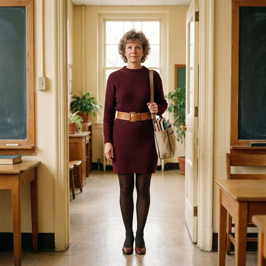 Ribbed Sweater Dress and Dark Tights Somehow Cracked the Dress Code Every Time