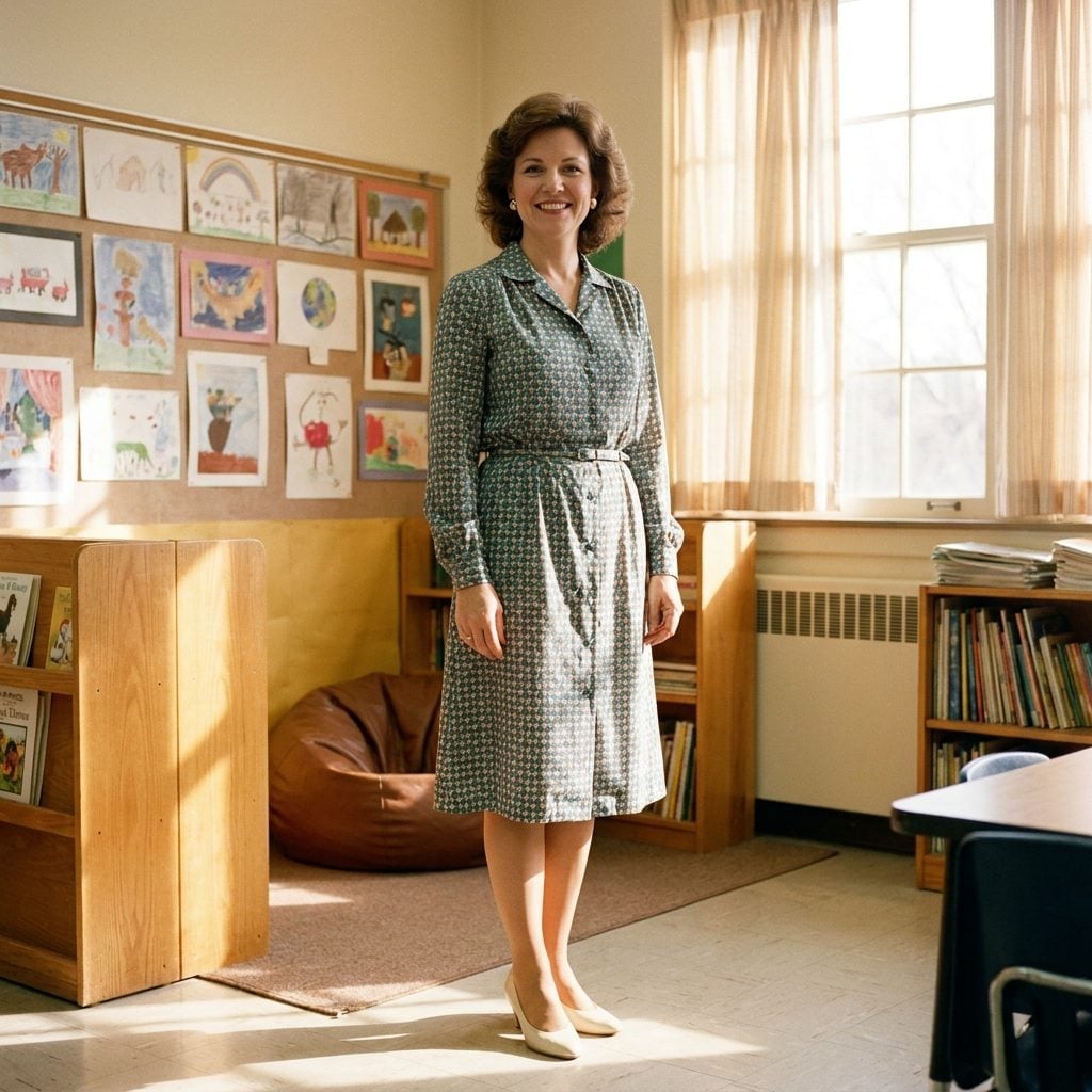 Shirtwaist Dresses With Tiny Prints Were Carrying the Whole "Trustworthy Adult" Concept