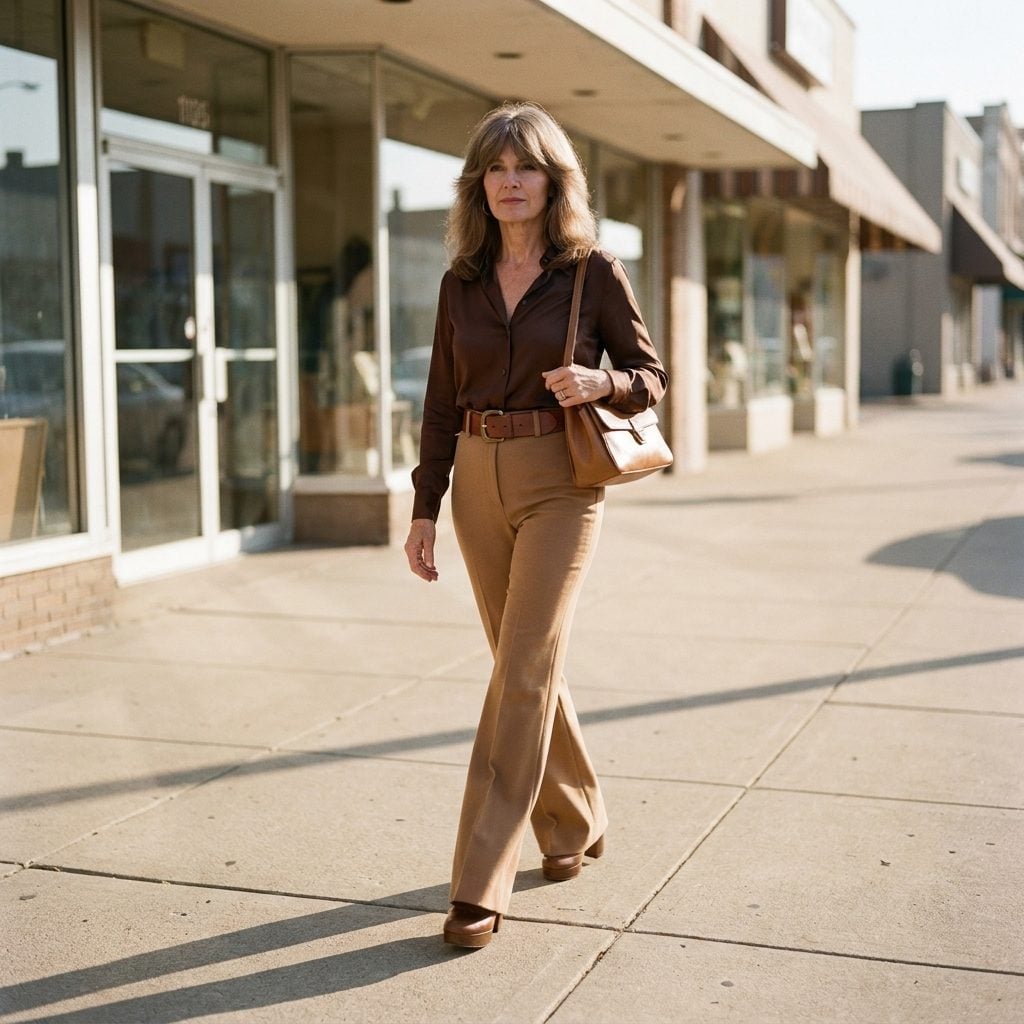 High-Waisted Flares and a Silk Blouse Walked Back In Like They Never Left