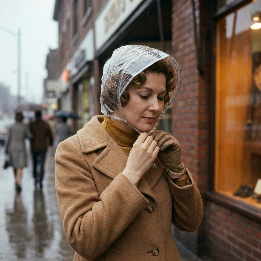 Plastic Rain Bonnets Were Practical, and Women Wore Them Like They Weren't