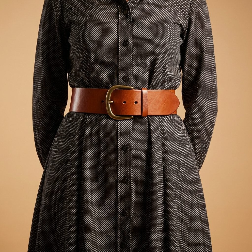 Wide Leather Belts Did More for a Shirtdress Than Any Tailor Ever Could