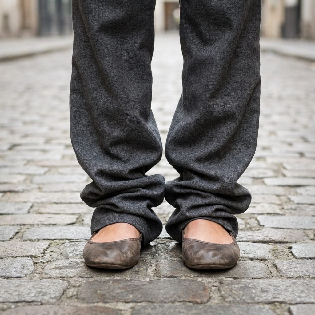 Trousers Puddling in a Heap Over the Shoes