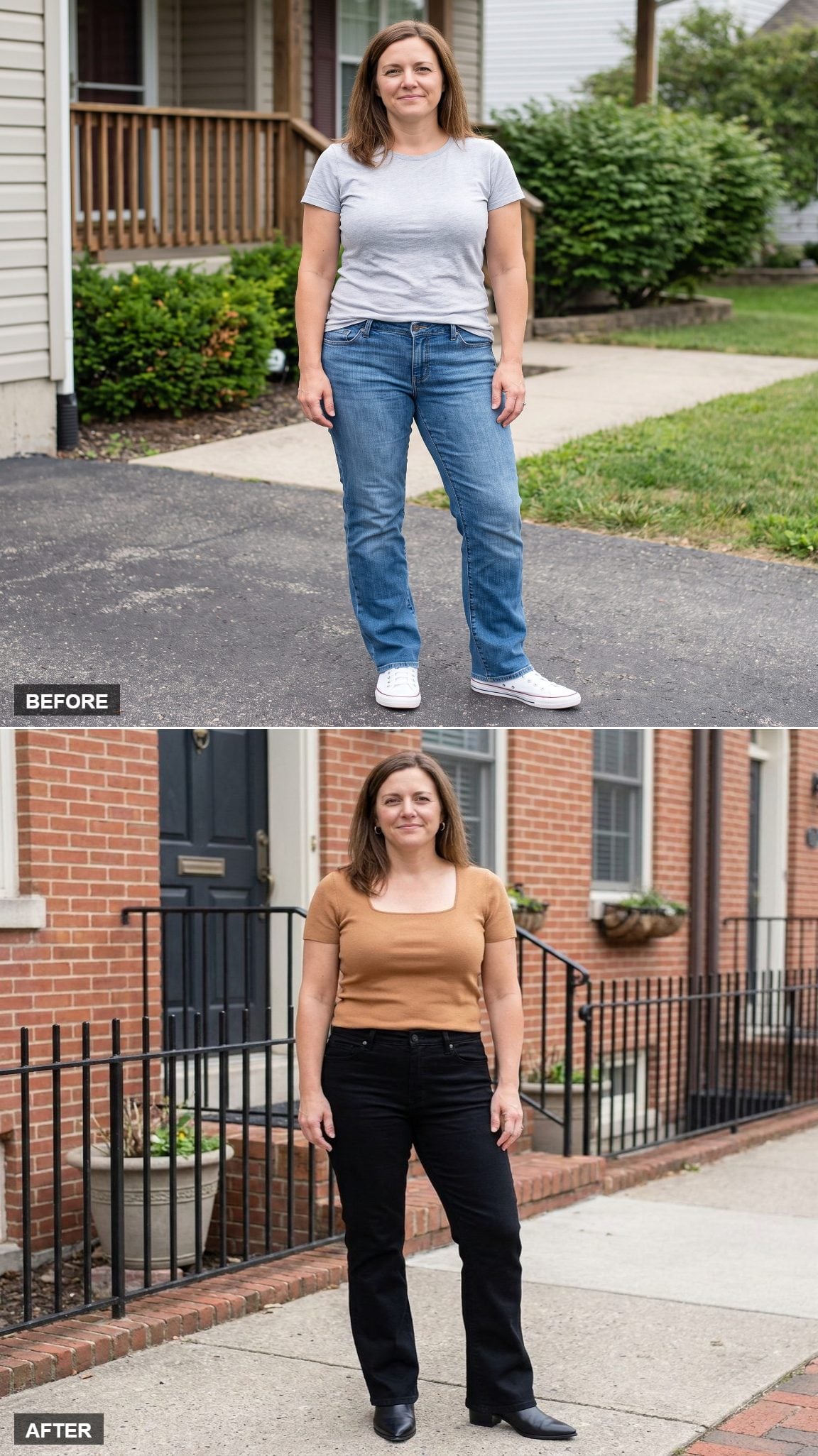True-Black High-Rise Flares Against Brick, Paired With a Floor-Grazing Hem That Does All the Heavy Lifting