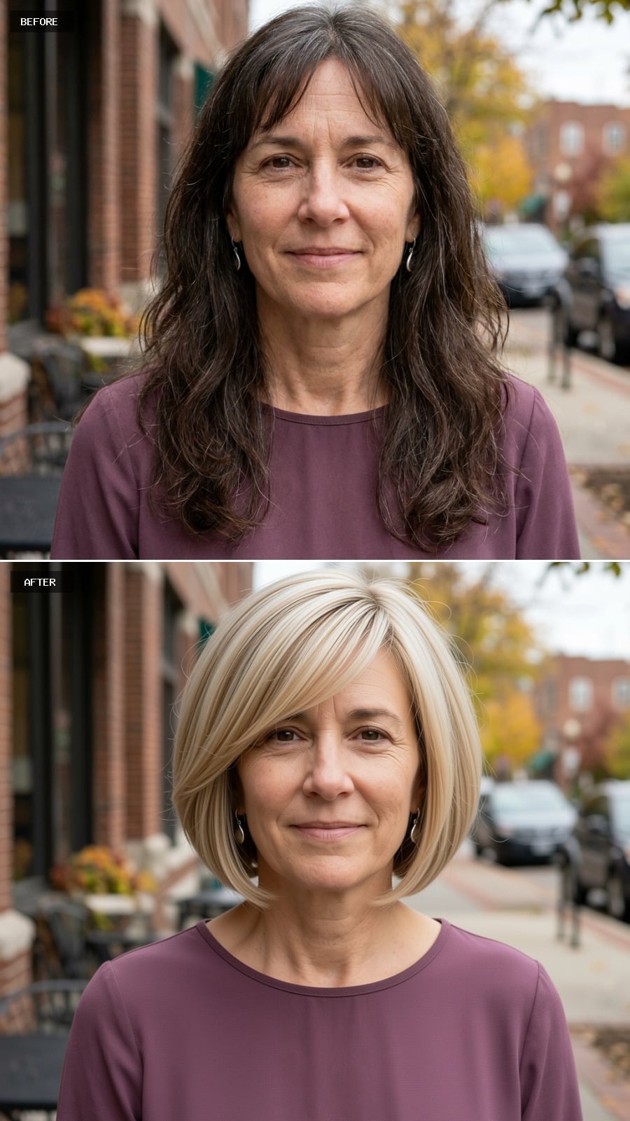 Blonde Bob, Side-Swept Bang, and Suddenly the Face Is the Whole Point