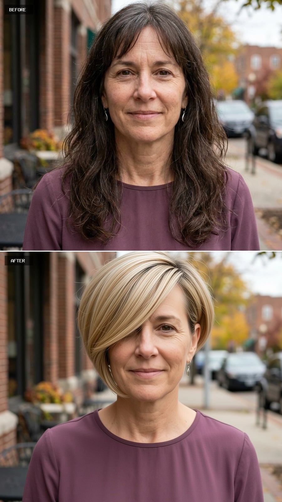 Blonde Bob With a Side-Swept Diagonal That Makes the Jawline Do All the Work