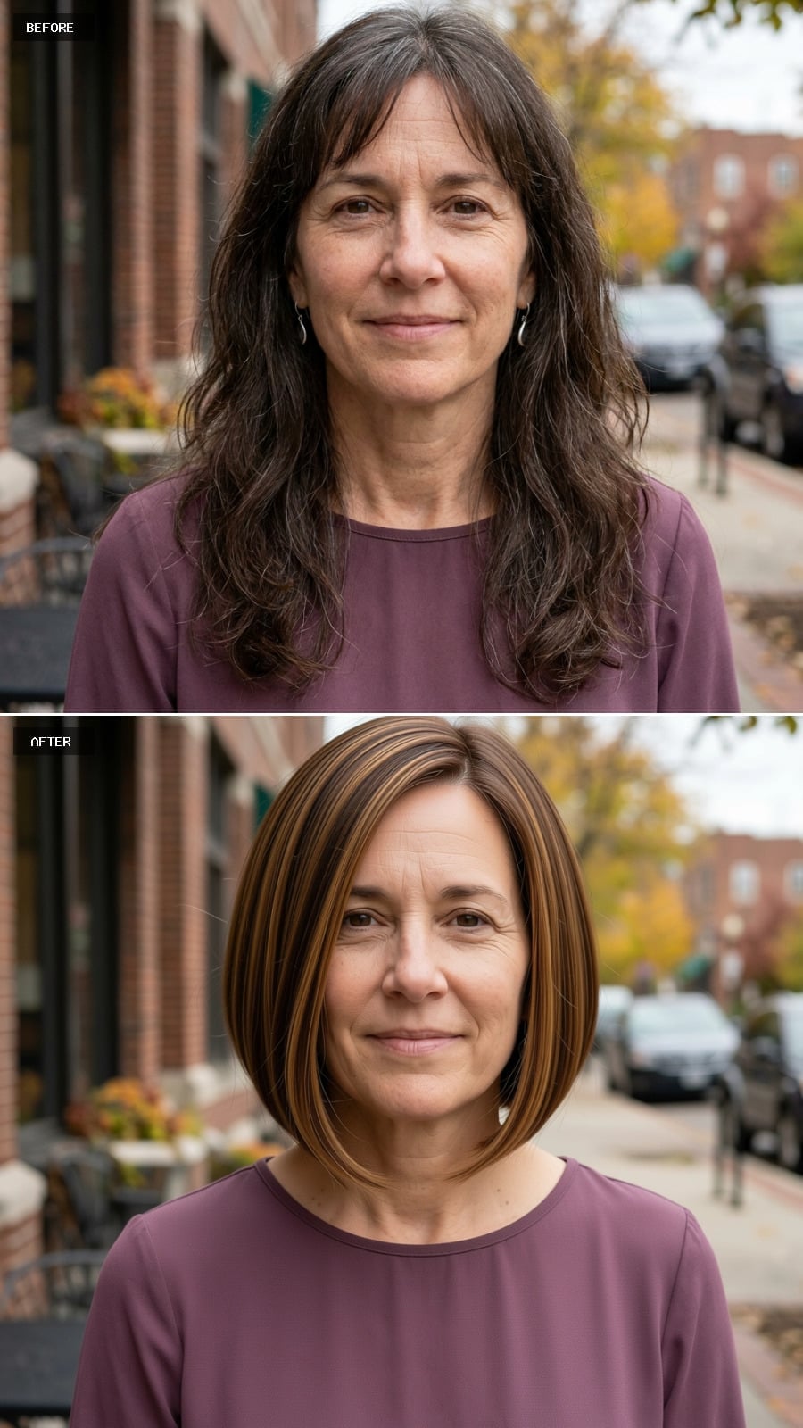 Caramel-Streaked Bob That Makes a Case for Shorter Hair at Any Age