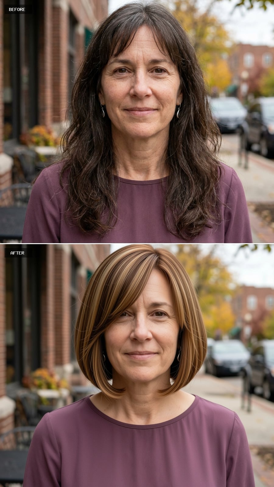 Caramel-Streaked Bob With a Rounded Swing That Rewrites What 57 Gets to Look Like