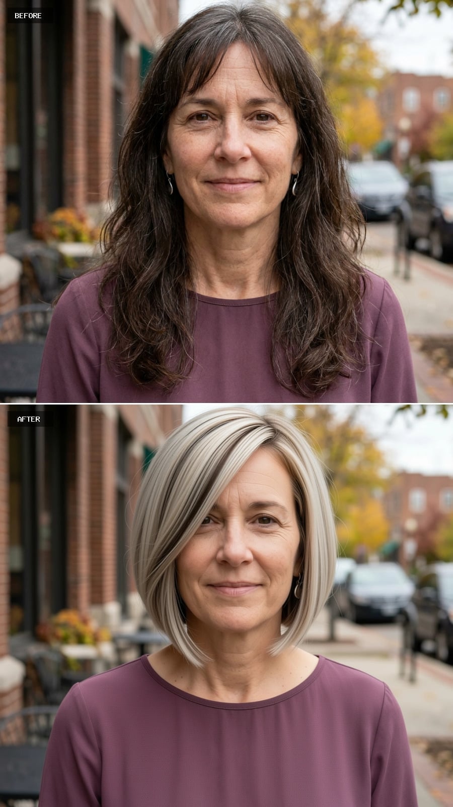 Platinum Bob With a Side Part That Quietly Takes Years Off