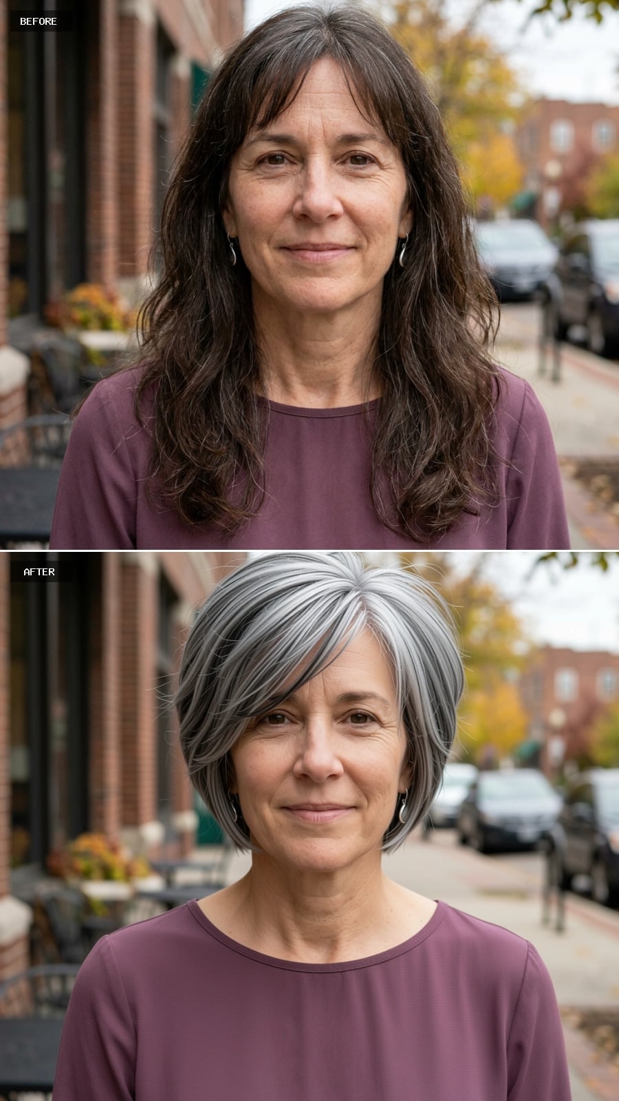 Salt-and-Pepper Bob With a Side Sweep That Changes the Entire Equation