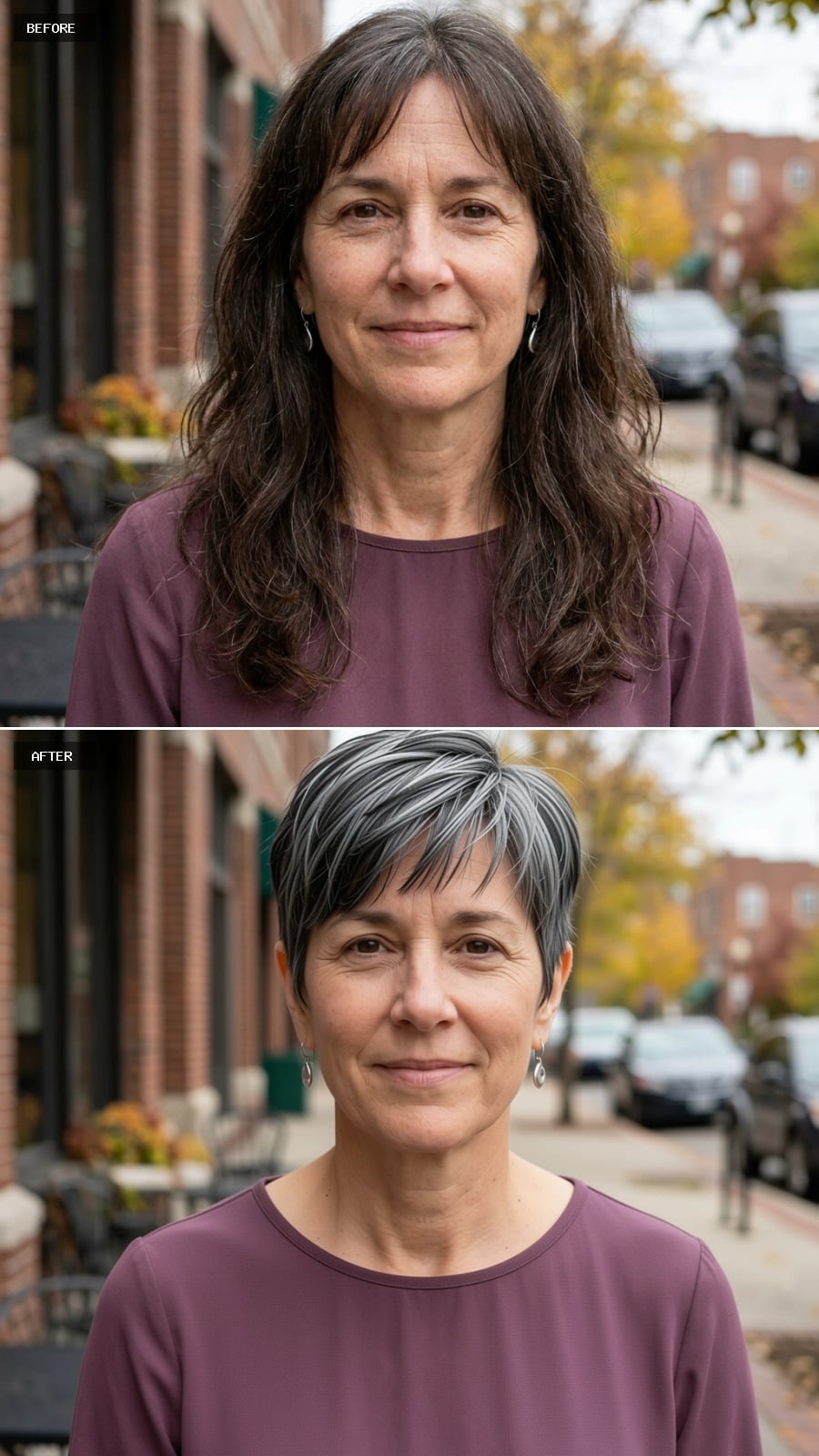 Silver Pixie With Dark Roots That Rewrites the Rules on Going Gray