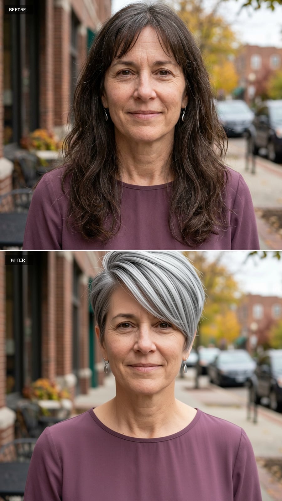 Silver Pixie With Swept Volume That Makes the Face Read Younger, Not Older