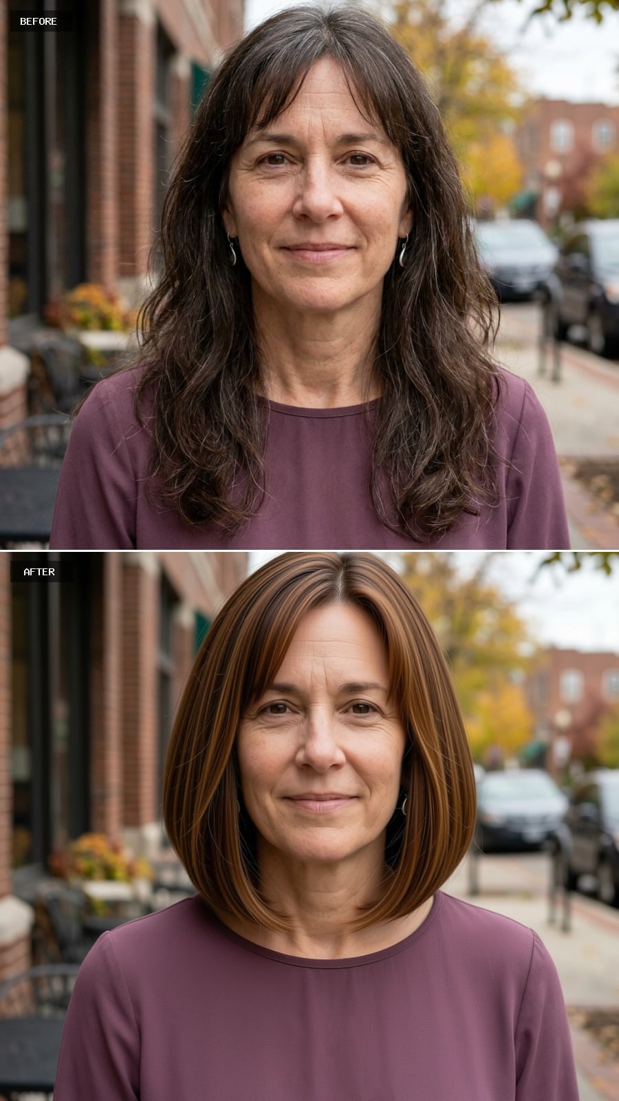 Warm Brunette Bob With Caramel Highlights That Actually Reads Younger