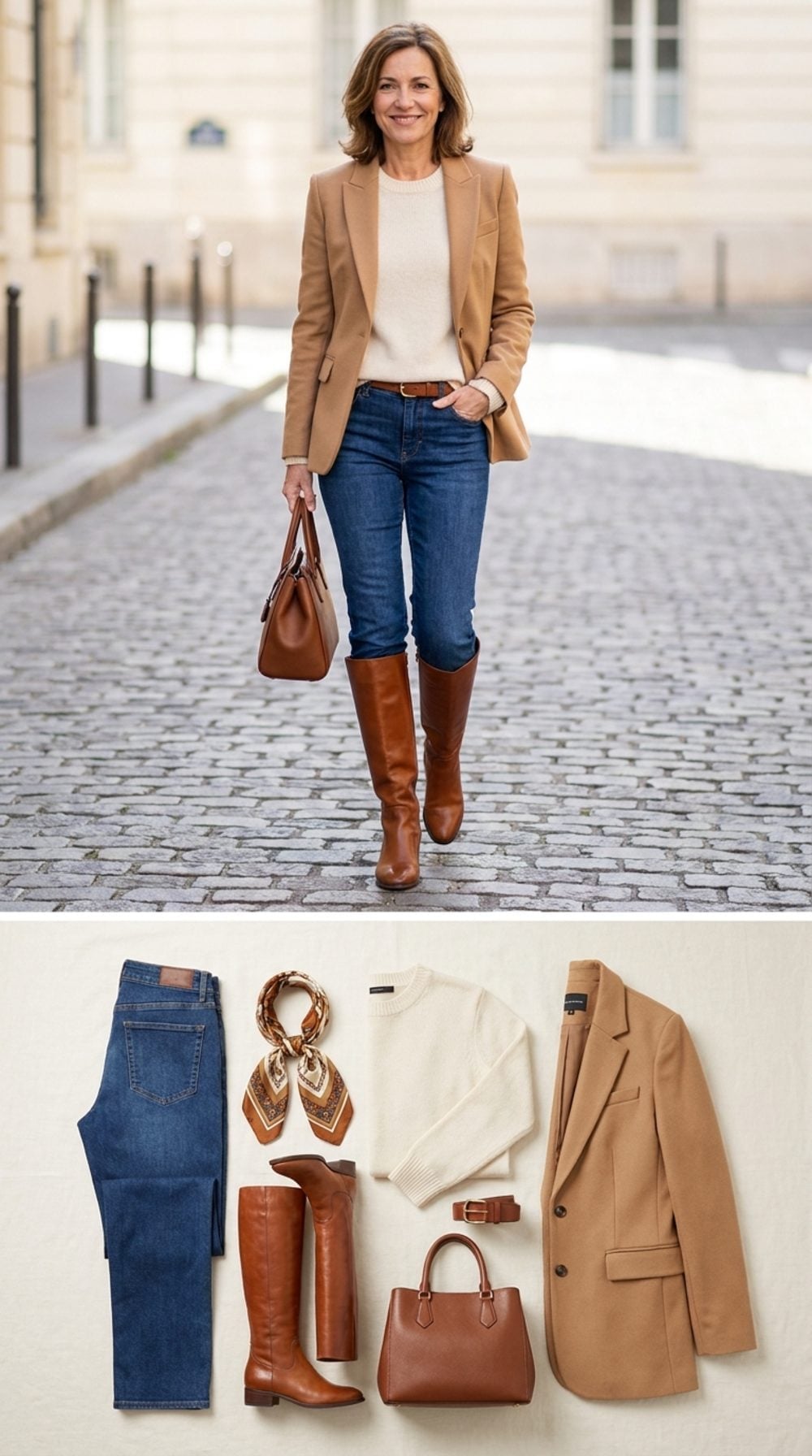 Camel Blazer, Cognac Boots, and the Fall Outfit That Already Has Its Priorities Straight
