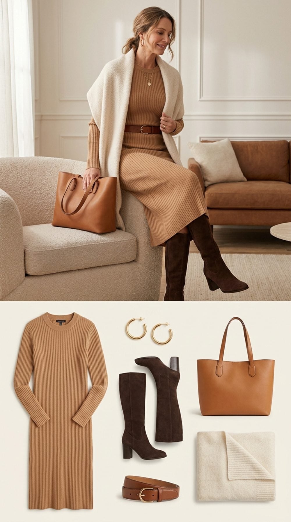 Camel Ribbed Knit, Dark Suede Boots, and the Fall Palette That Already Knows Itself