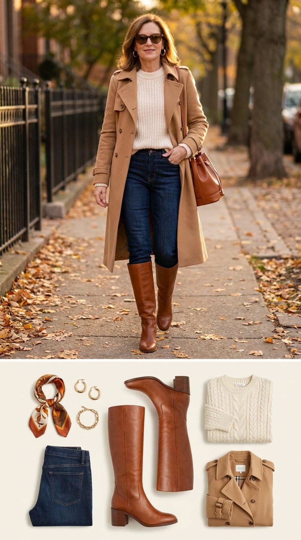 Camel Trench, Knee-High Riding Boots, and a Fall Palette That Knows Its Own Name