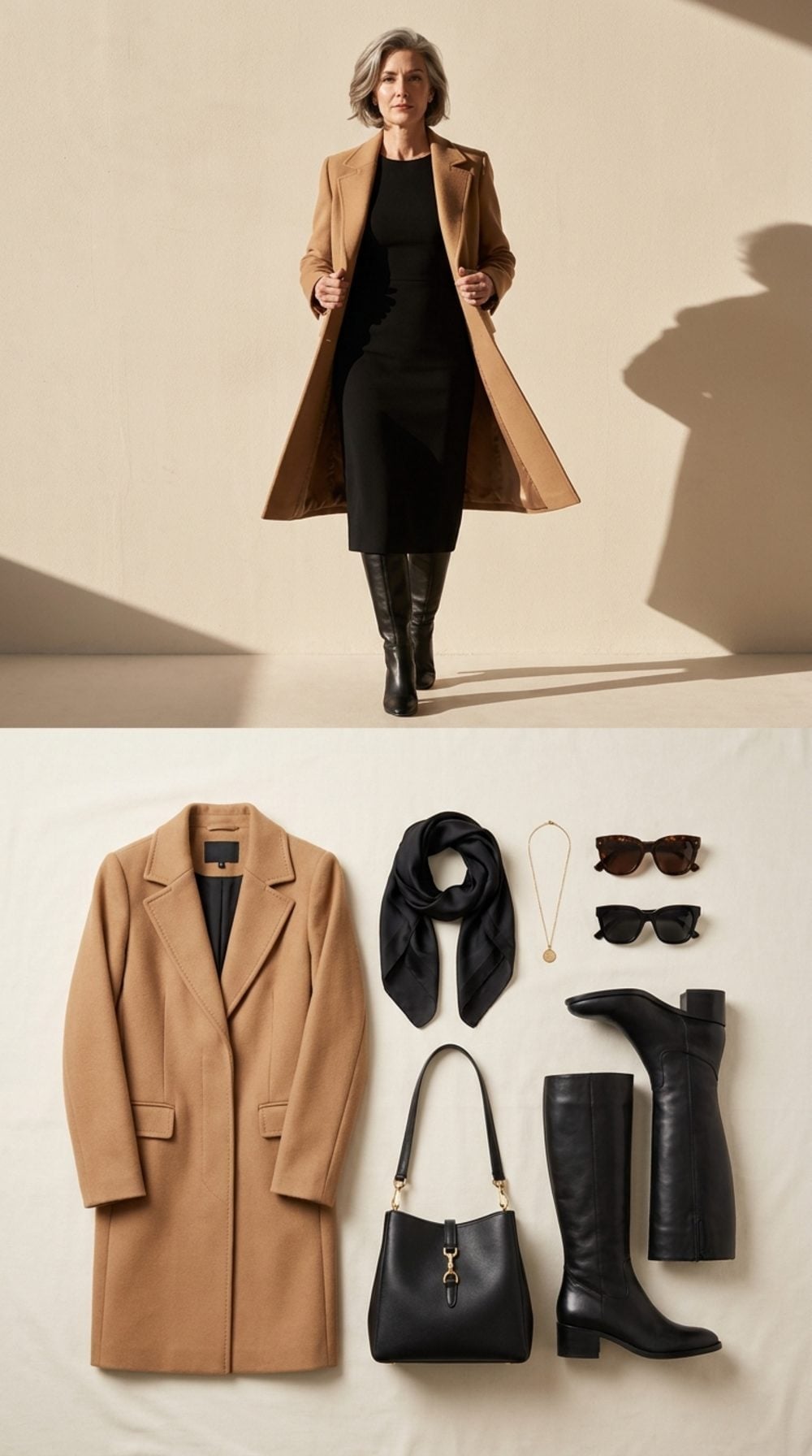 Camel Wool, All-Black Underneath, and Knee-High Boots That Already Closed the Argument