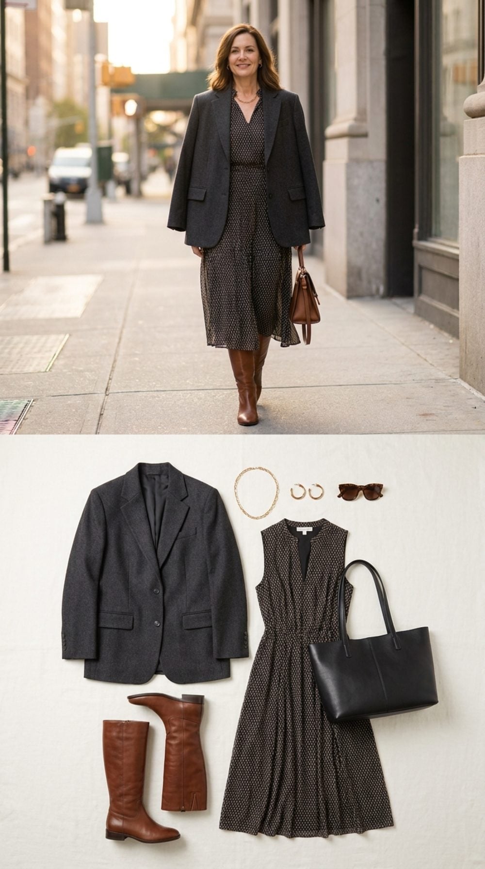 Charcoal Blazer, Cognac Boots, and the Outfit That Doesn't Need Explaining