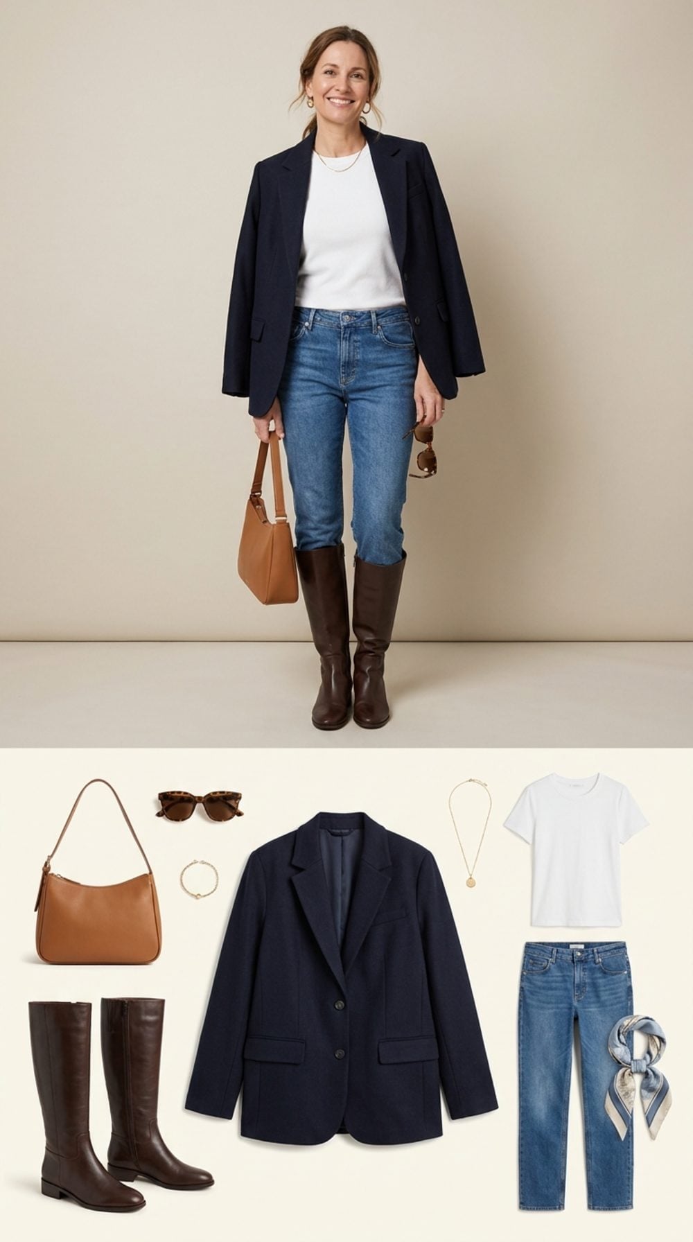 Navy Blazer, Knee-High Riding Boots, and the Fall Outfit That Already Settled the Argument