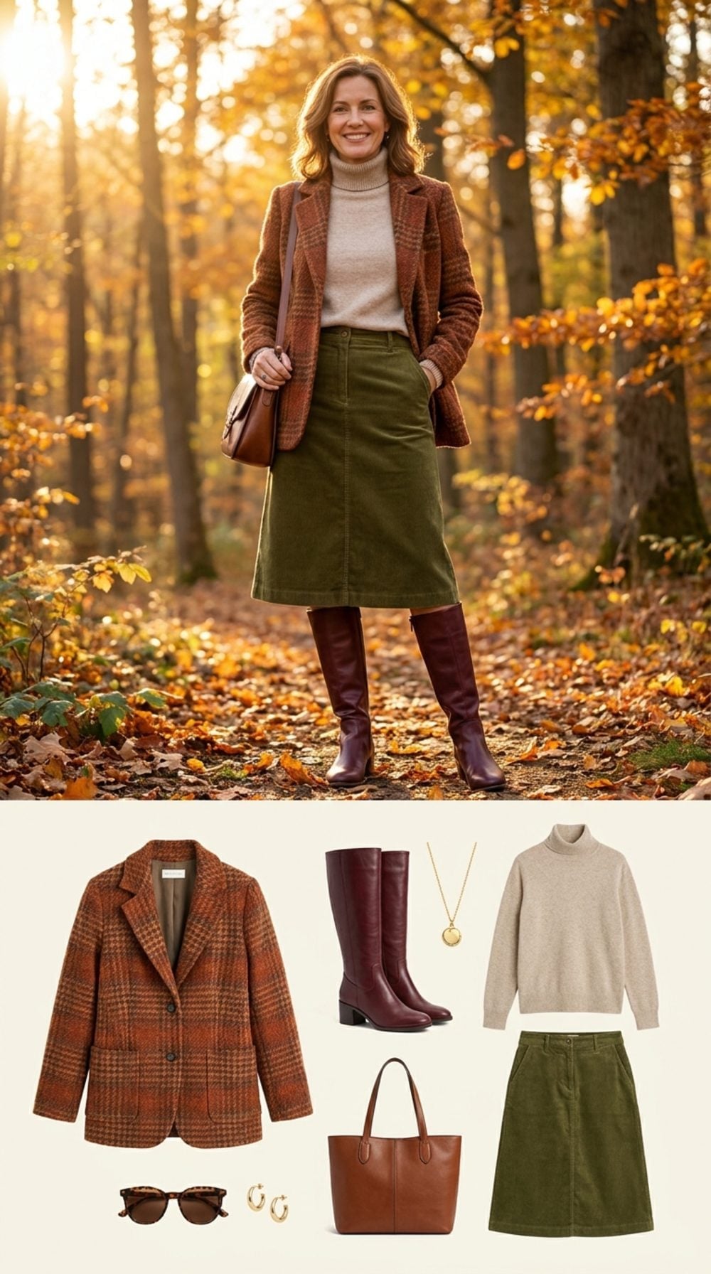Plaid Blazer, Olive Corduroy, and Knee-High Boots That Already Owned the Season